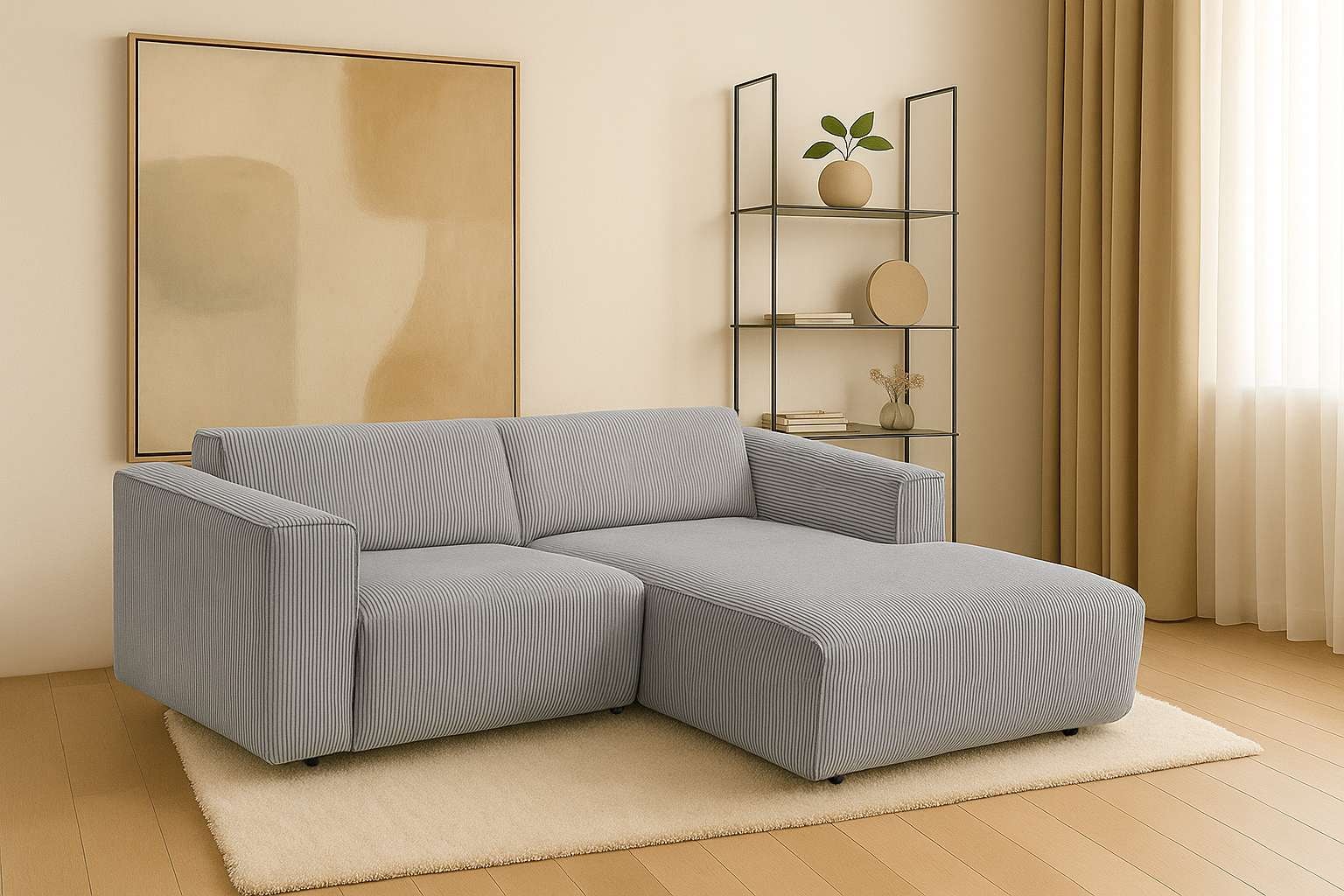 andas Ecksofa "Noord mit Kedernaht, Breite 234 cm", Cord, Struktur, Webstof günstig online kaufen