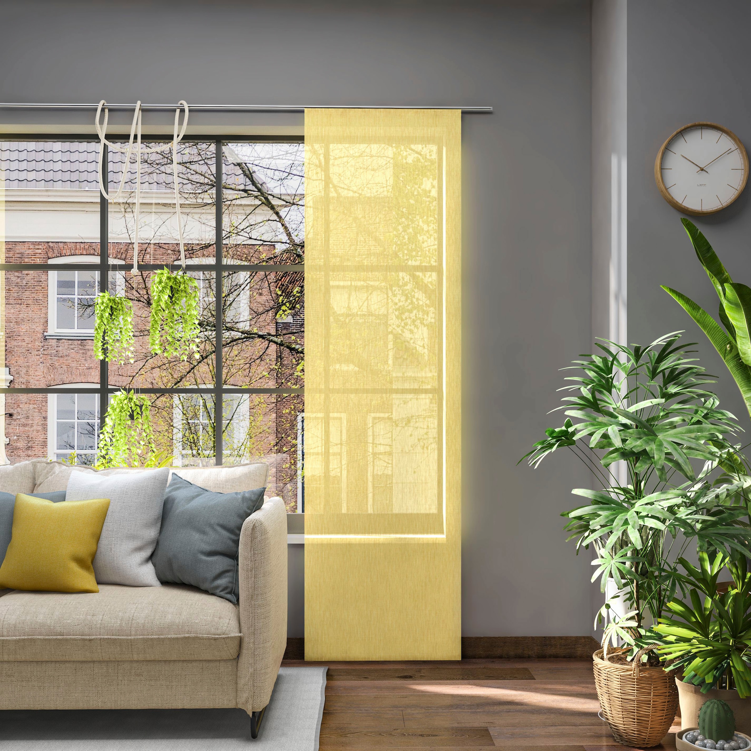 Schiebegardine NEUTEX FOR YOU, B:60cm H:155cm, gelb, Jacquard, Polyester, Wohnzimmer, Gardinen, "Libre-ECO", nach Maß