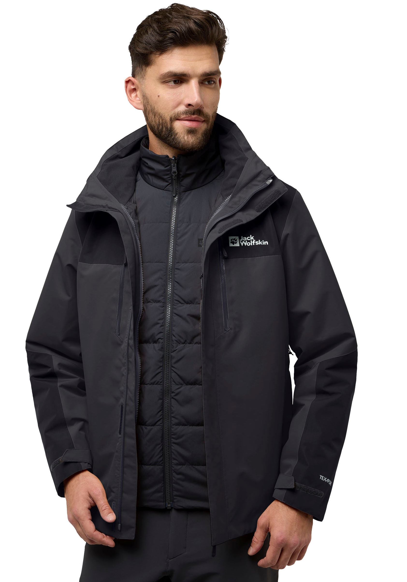 Jack Wolfskin 3-in-1-Funktionsjacke "JASPER 3IN1 JKT M" mit Kapuze wasserdi günstig online kaufen