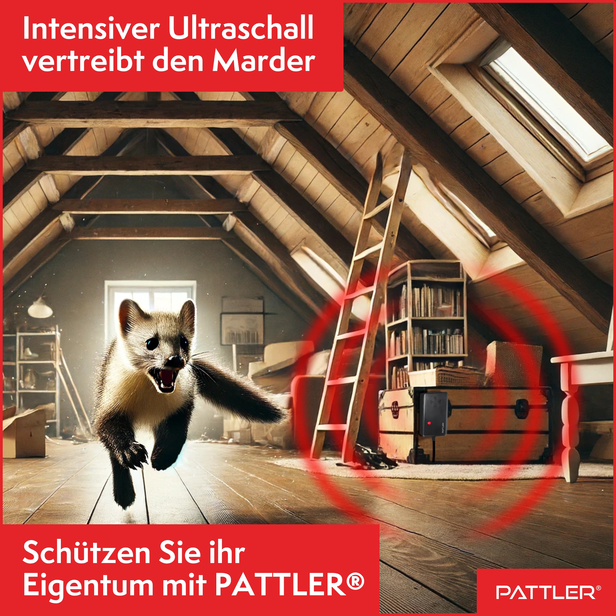 Pattler Ultraschall-Tierabwehr »Marderschreck mit  Hochfrequenztönen« 1 Gerät für ca. 60 m²