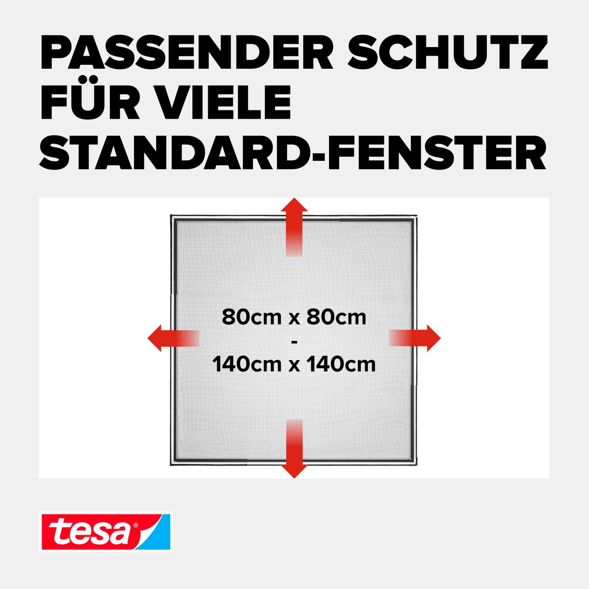 tesa Insektenschutz-Fensterrahmen »Insect Stop Falt Fliegengitter für Fenster - min 0,8 m bis max. 1,4 m«, Mückenschutz-verstellbarem Rahmen aus Aluminium-ohne bohren