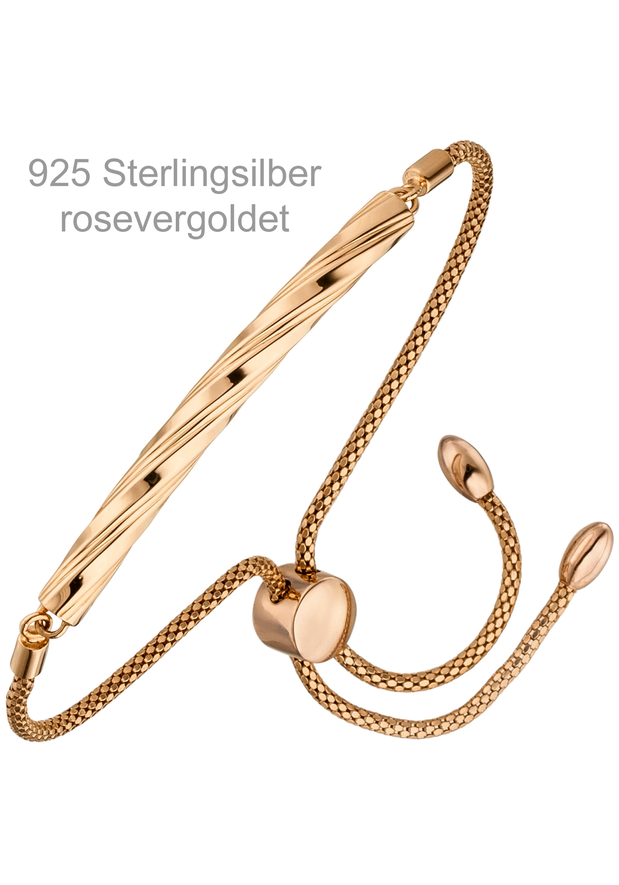 JOBO Armband 925 Silber roségold vergoldet 23 cm