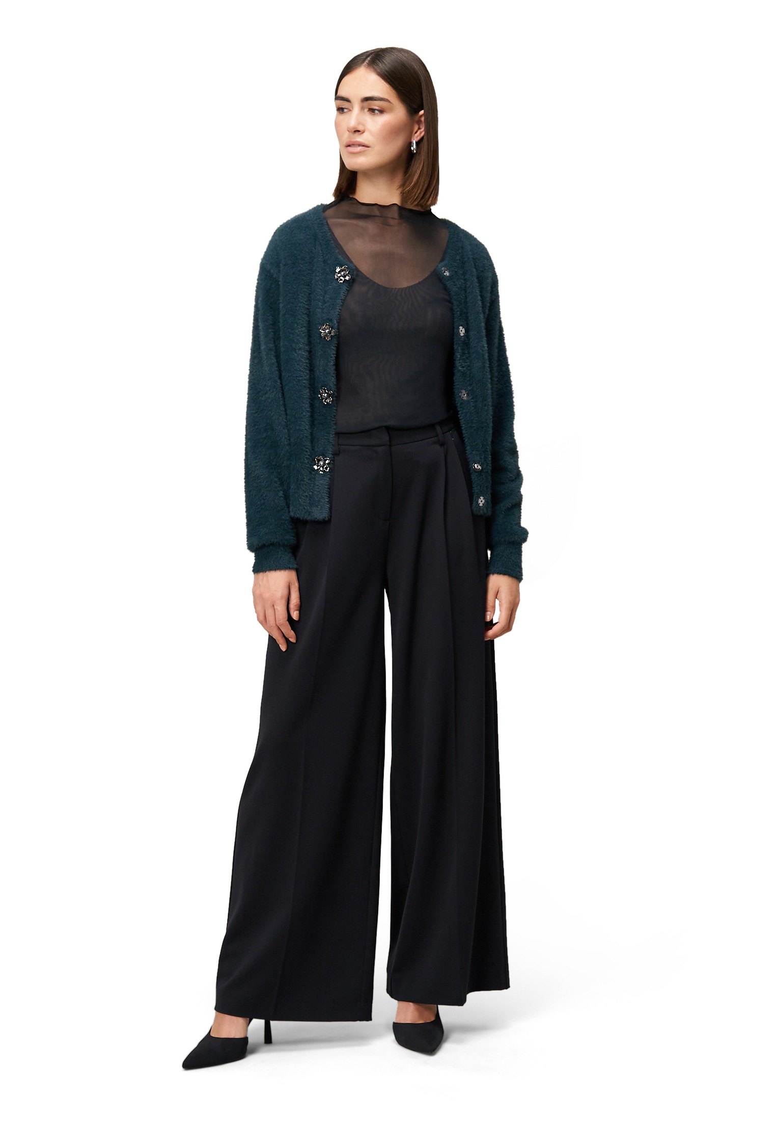 Zero Strickjacke »Damen mit Blumenknöpfen« 1 Stk. Knopfleiste