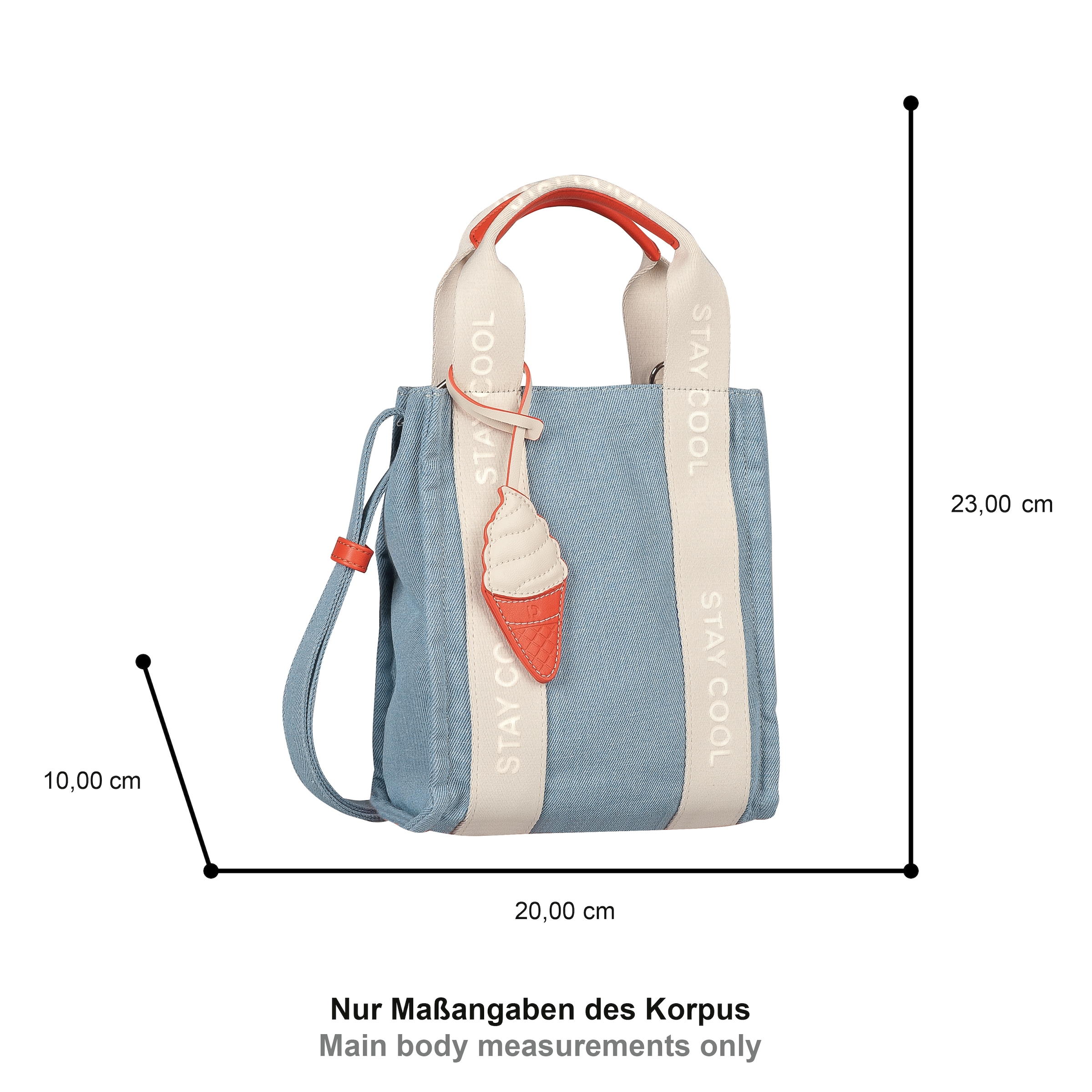TOM TAILOR Denim Shopper »Azura« Damen Umhängetasche, mit süßem Softeis-Hörnchen Anhänger