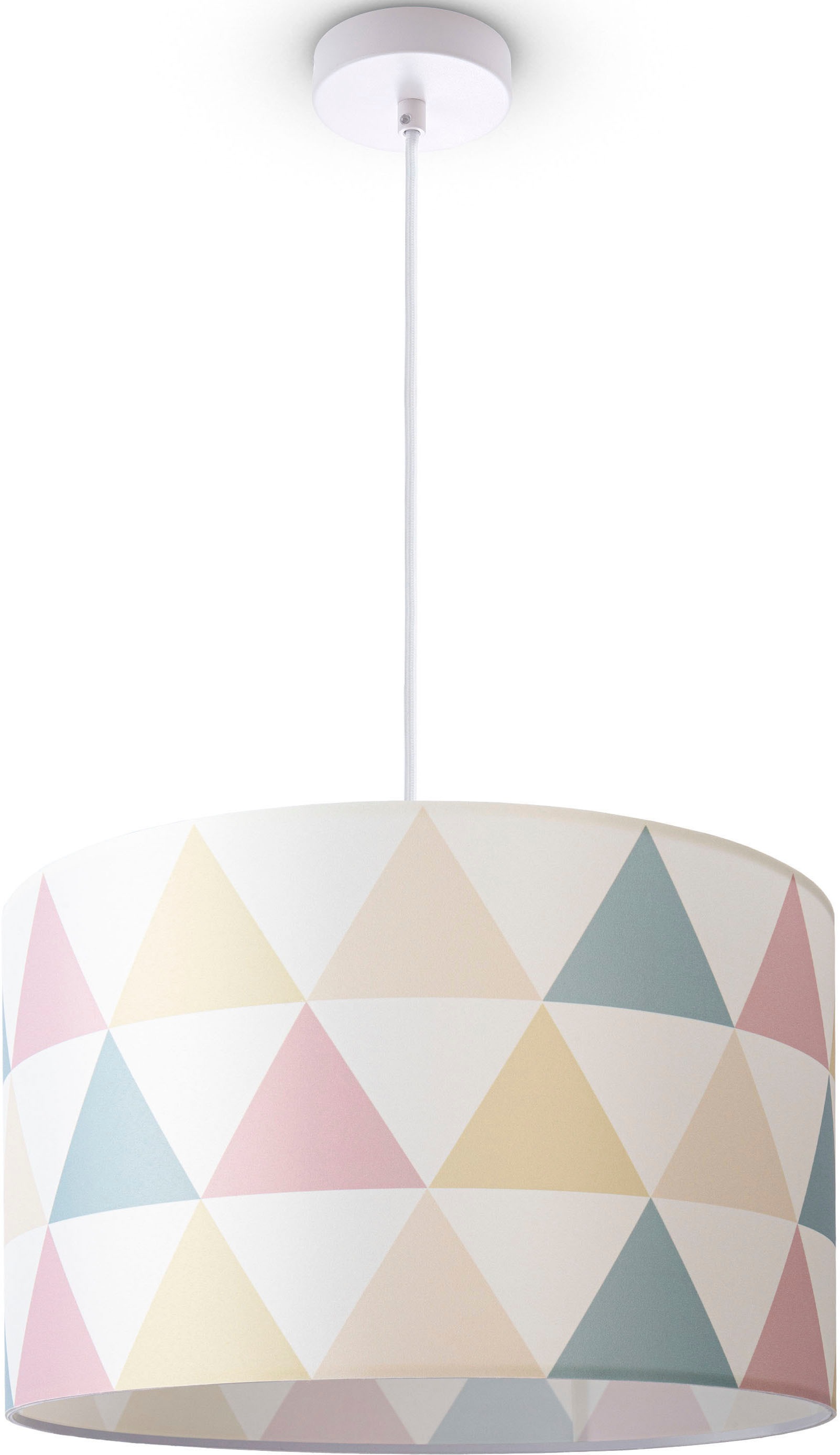 Paco Home Pendelleuchte »Hugo Delta«, Leuchtmittel E27 | ohne Leuchtmittel, Wohnzimmer Lampenschirm Modern Pendelleuchte Stoff E27 Dreieck Bunt