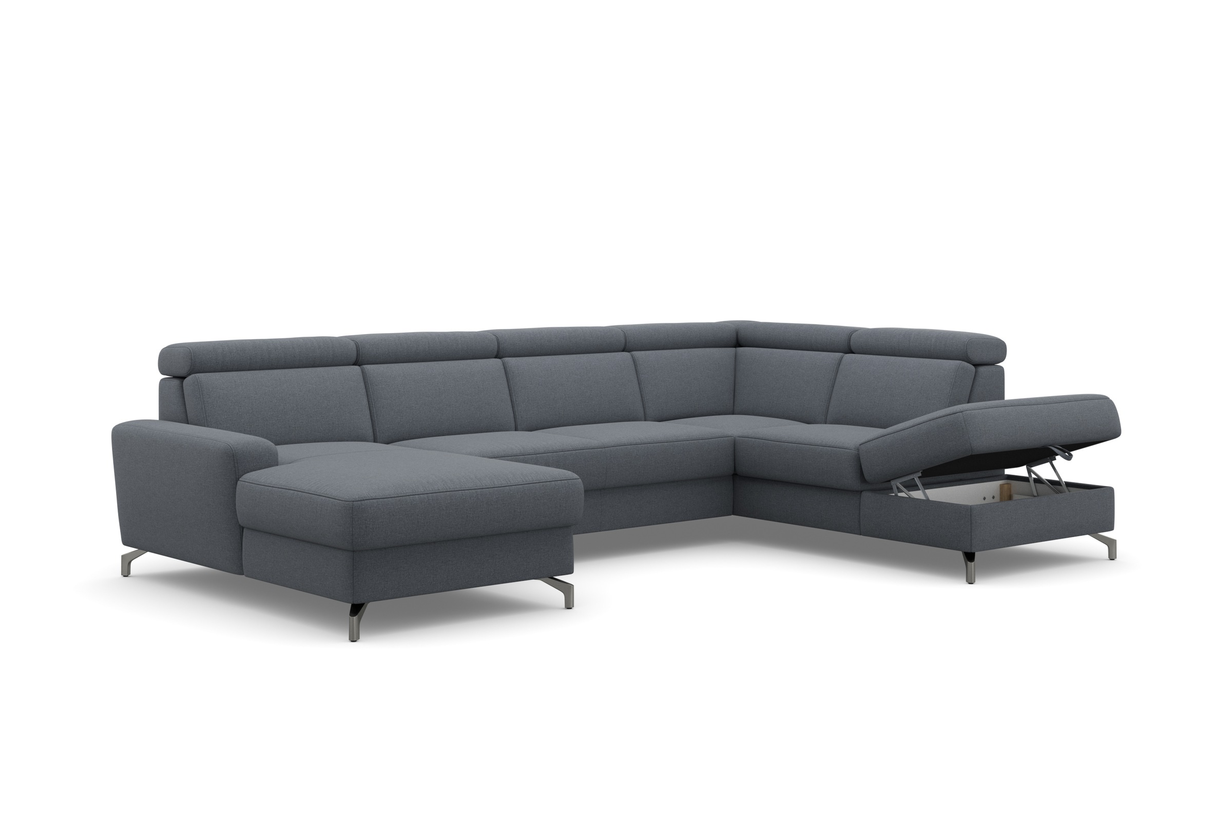 sit&more Wohnlandschaft »Scarlett U-Form«, inklusive Kopfteilverstellung, wahlweise mit Bettfunktion, Bettkasten