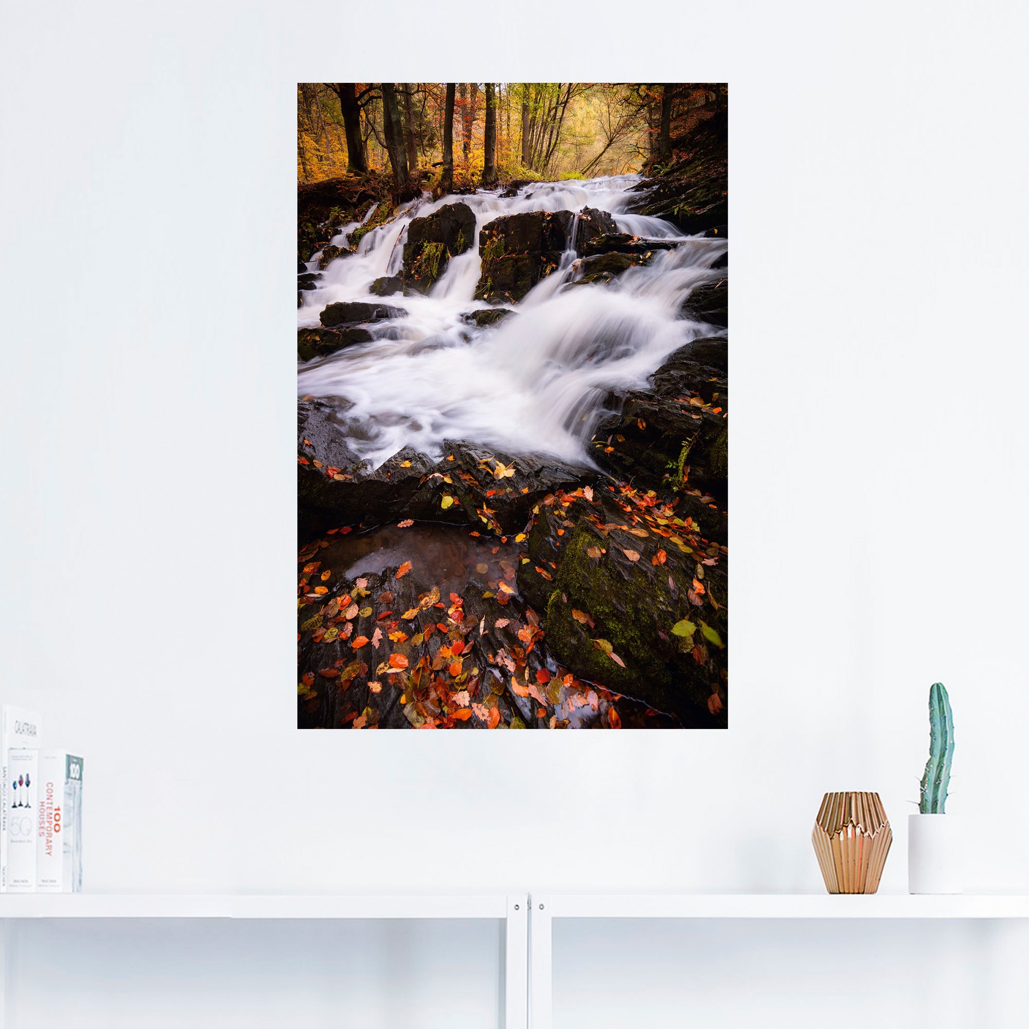 Artland Wandbild »Wasserfall im Herbst«, Wasserfallbilder, (1 St.), als Alubild, Leinwandbild, Wandaufkleber oder Poster in versch. Größen