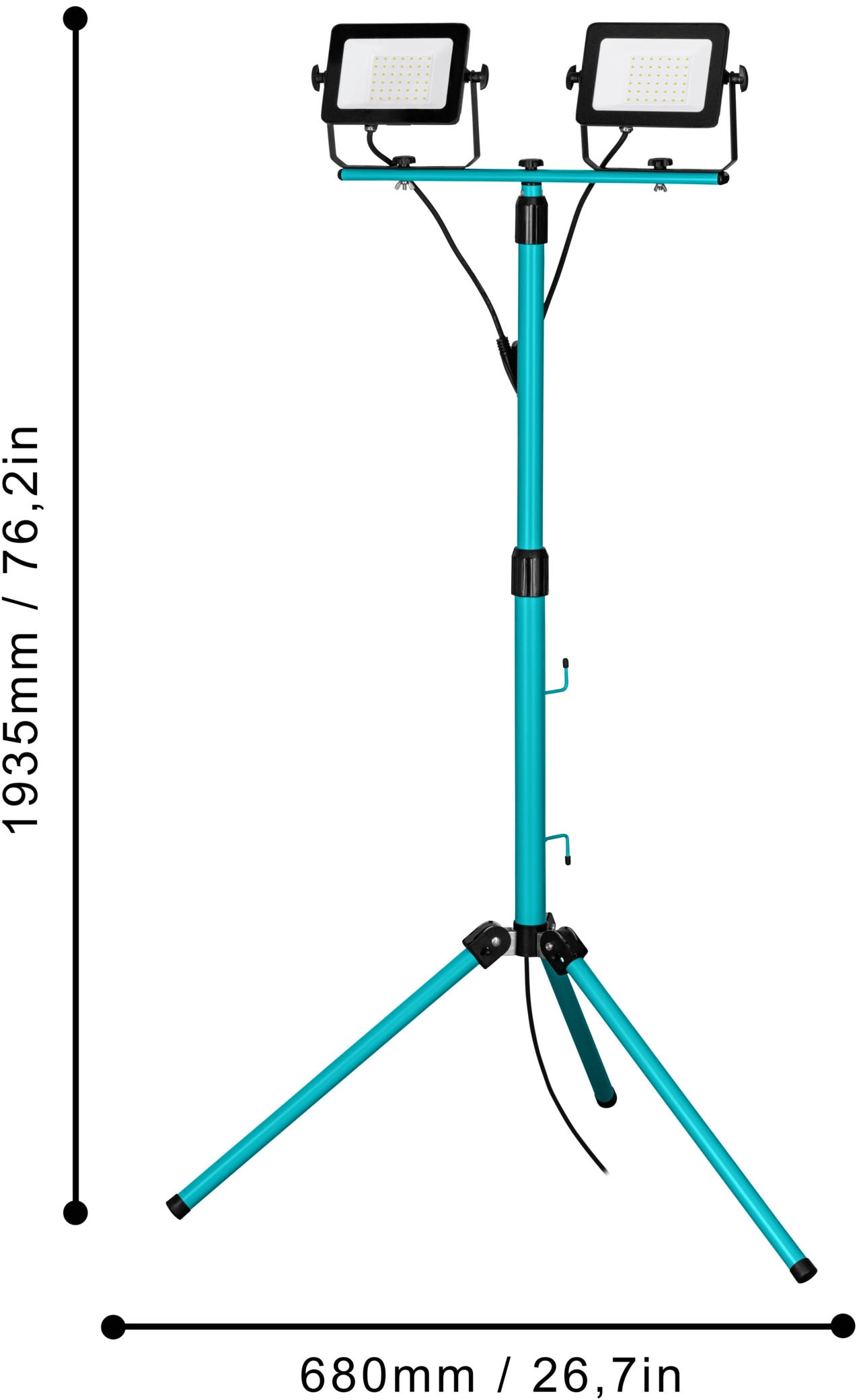 EGLO Deckenstrahler »AVELAR Strahler - Alu, Kunststoff - LED - 2X30W - IP65« LED-Modul 1 Stk. Neutralweiß LED Baustrahler, Arbeitsleuchte, Arbeitsscheinwerfer, L75xB68xH193,5cm