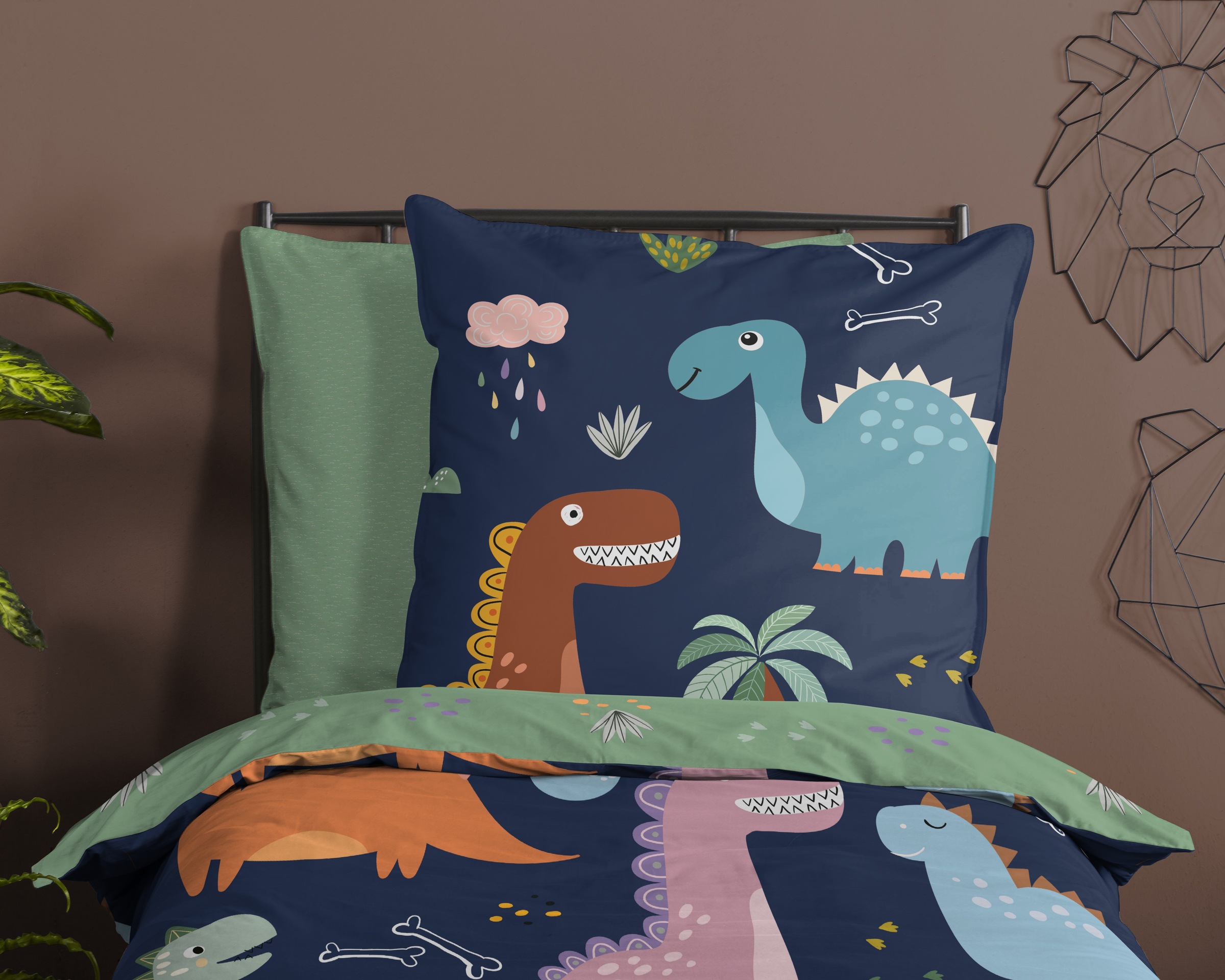 PURE luxury collection Kinderbettwäsche »Terra« 2 Mikrofaser, 135x200, 2 Teilig, Wendeoptik, Kind, Junge, Dino