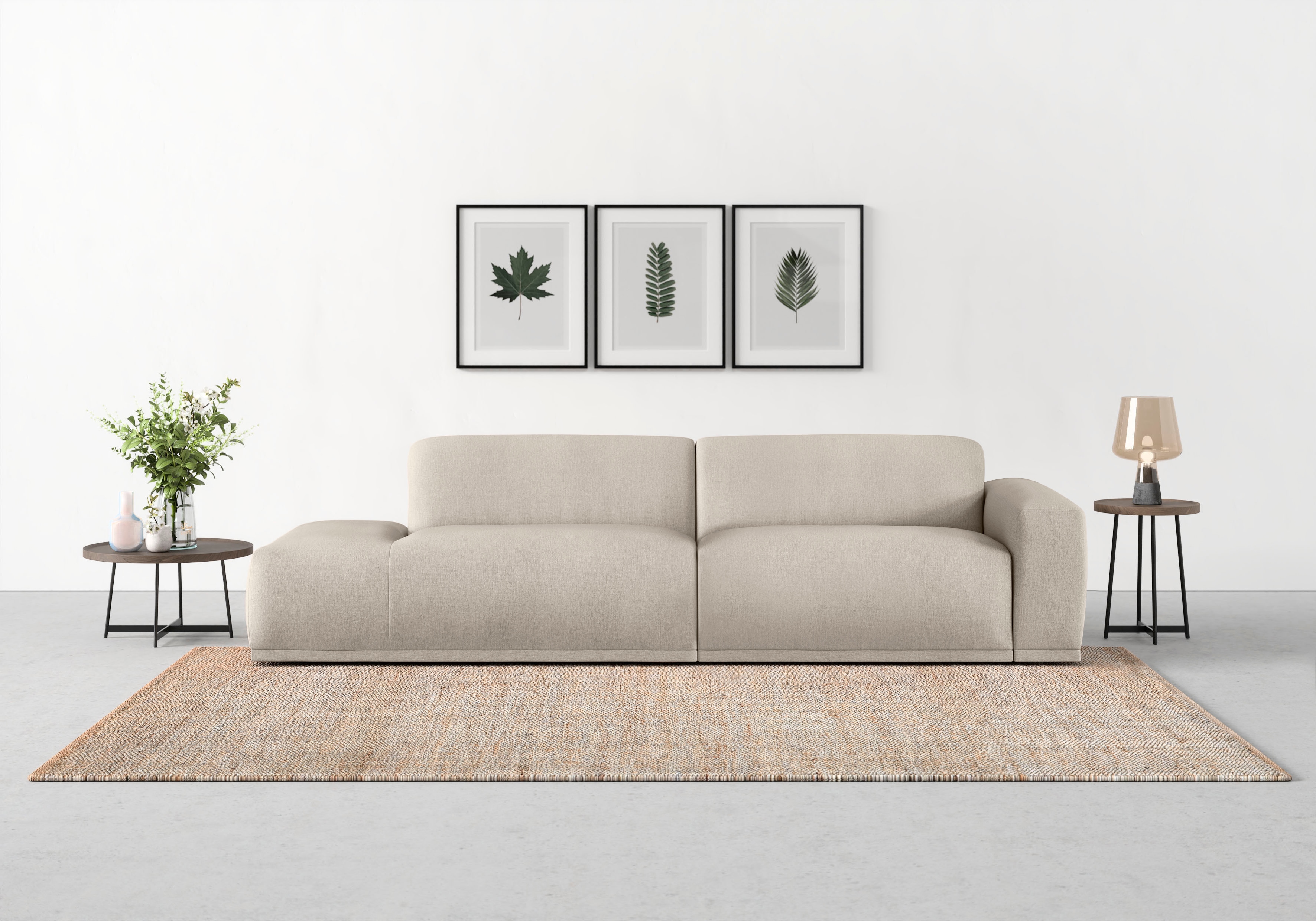 TRENDMANUFAKTUR Big-Sofa "Braga, mit hochwertigem Kaltschaum, Megasofa, Japandi-Design" modernes Big-Sofa, Couch mit hohem Sitzkomfort, 277/72/107 cm (B/H/T)