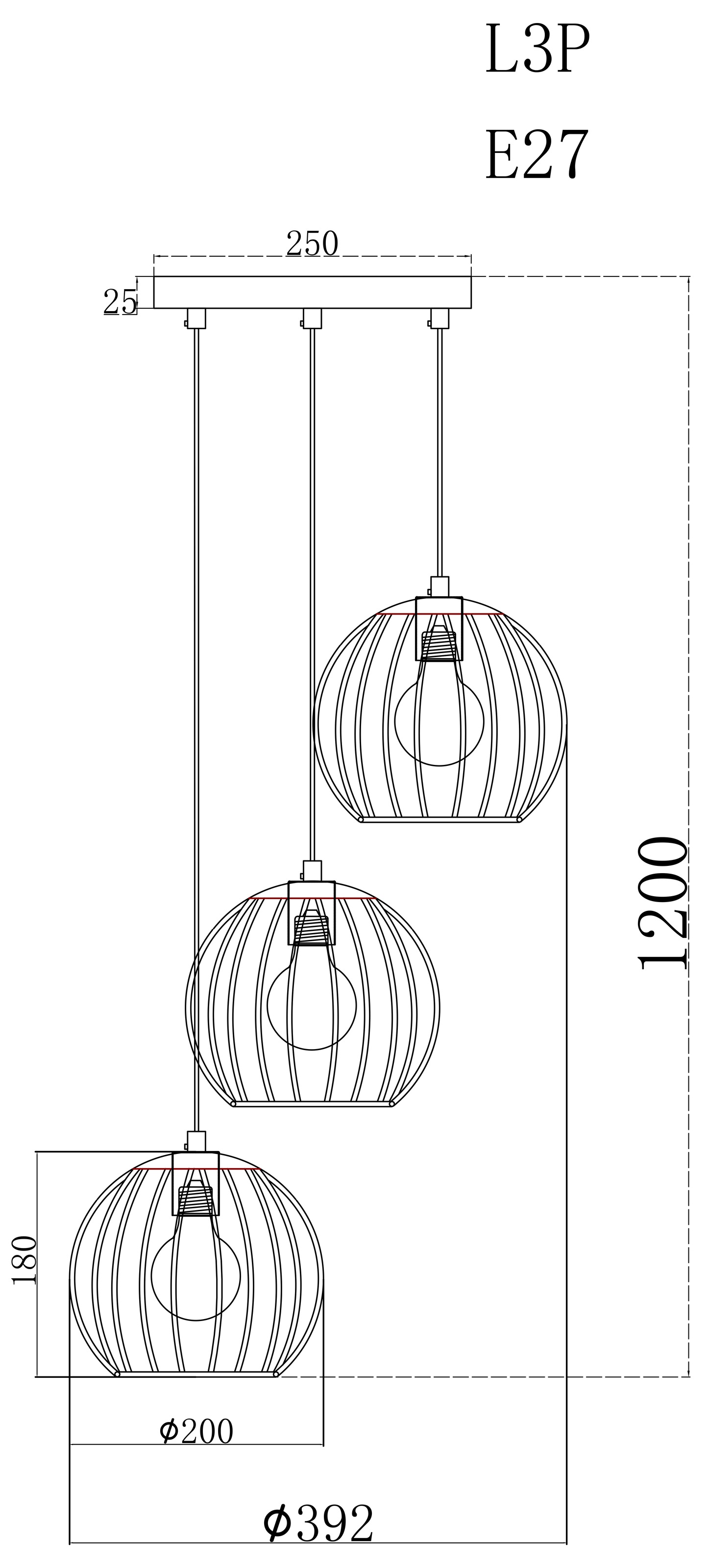 GLOBO LIGHTING Hängeleuchte »EUSEBIUS« E27 1 Stk. Hängeleuchte Schwarz/Messing, höhenkürzbar, E27
