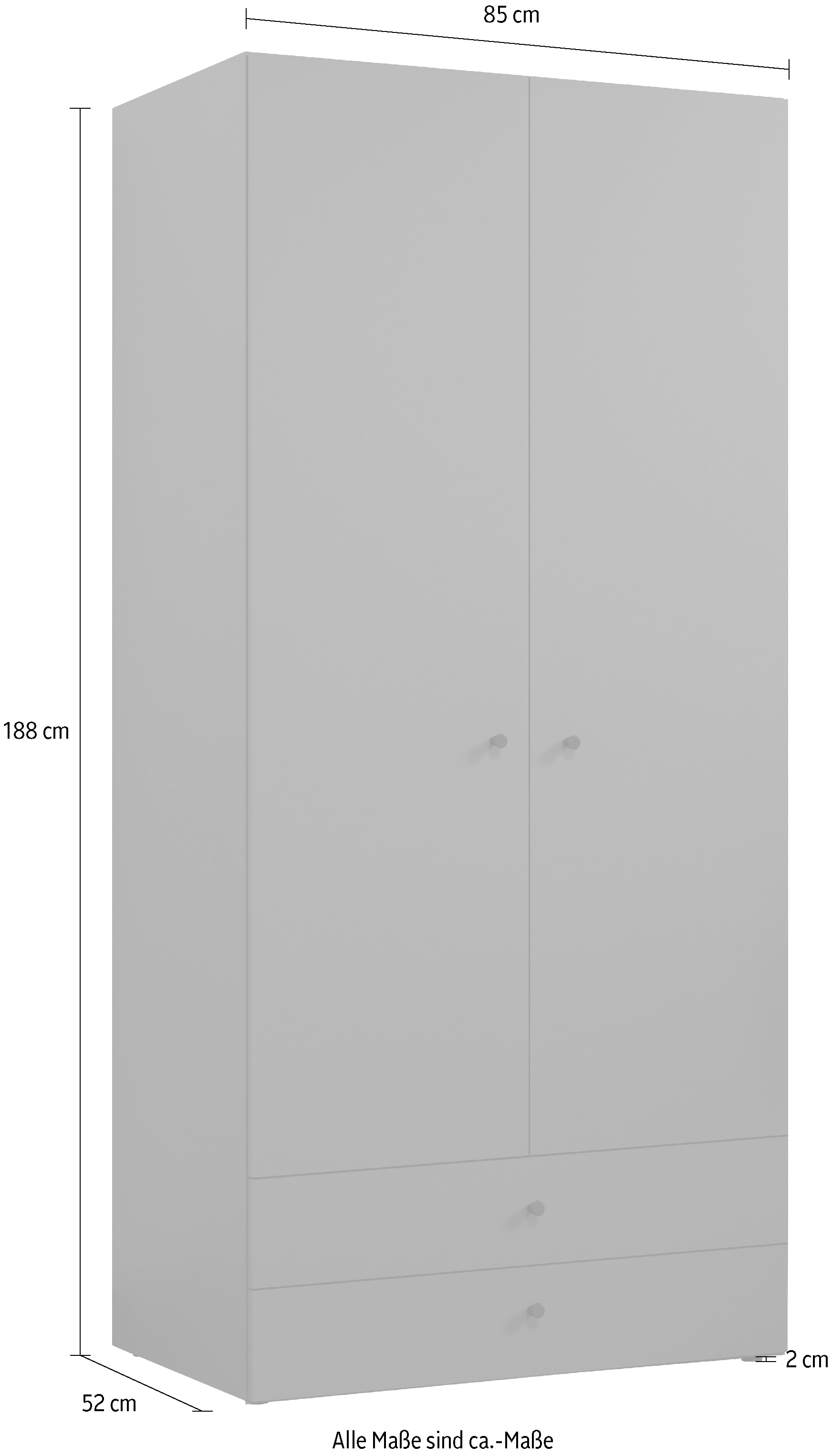 INOSIGN Kleiderschrank »Jersey Schlafzimmerschrank Garderobe Bestseller Schrank«, (1 St., Drehtürenschrank mit modernen Griffen Otto´s Choice), Drehtürenschrank mit 2 Schubladen - (B/T/H) 85/52/188 cm