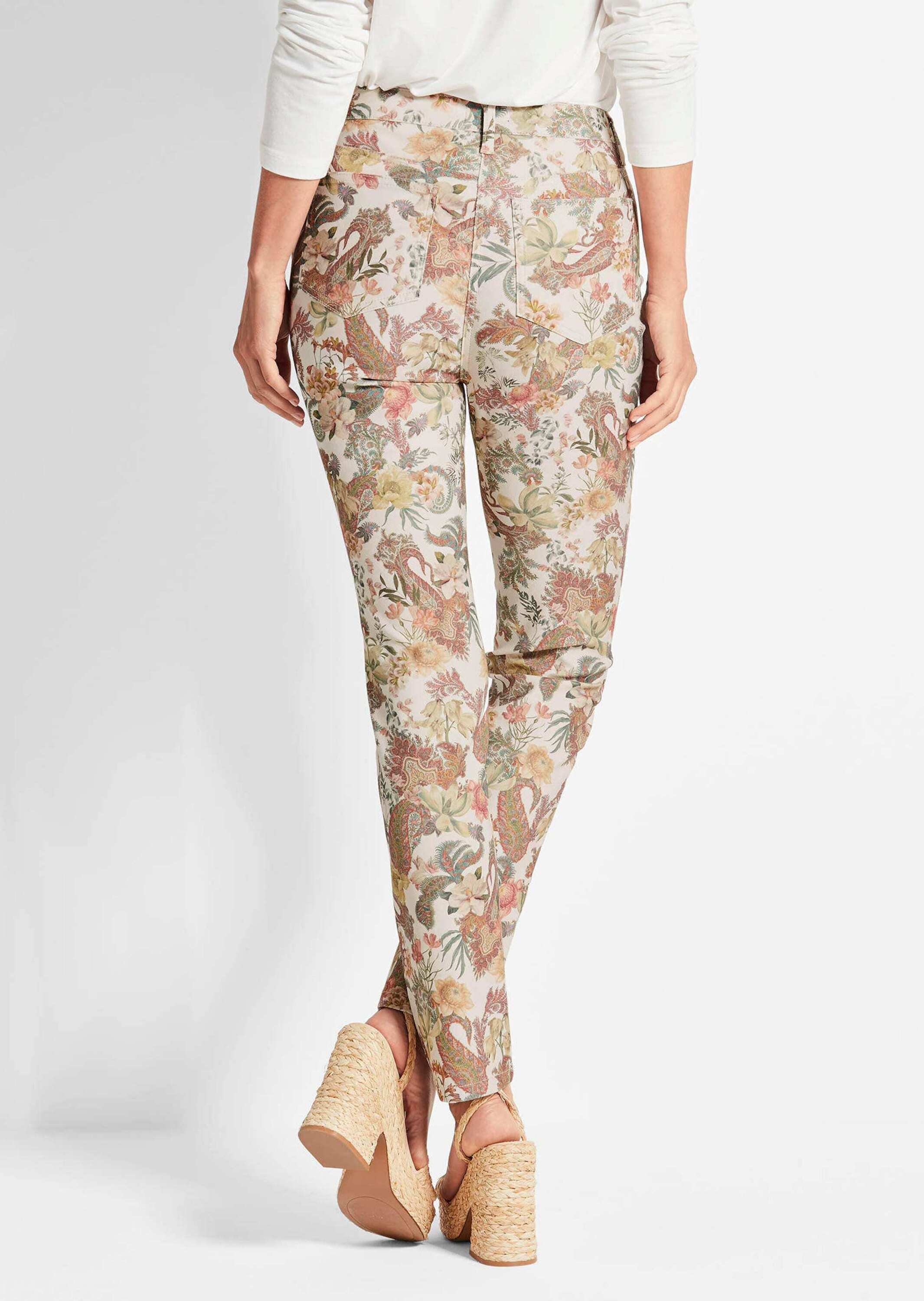 GOLDNER Stretch-Hose »Kurzgröße Florale Stretchhose in Slim Fit«