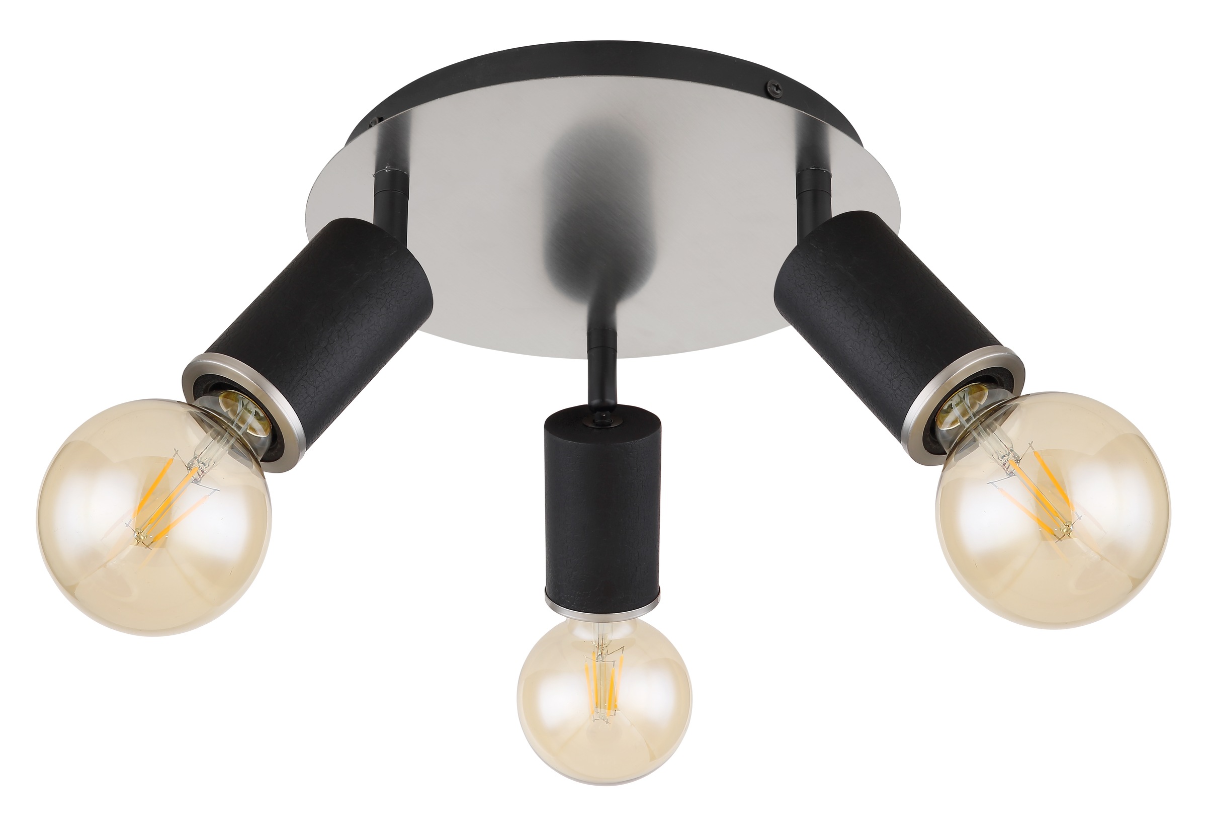 GLOBO LIGHTING Deckenspot »JOSEBA« E27 1 Stk. Schwarzer Strahler mit Holz schwarz, Nickel matt, E27 3x60W
