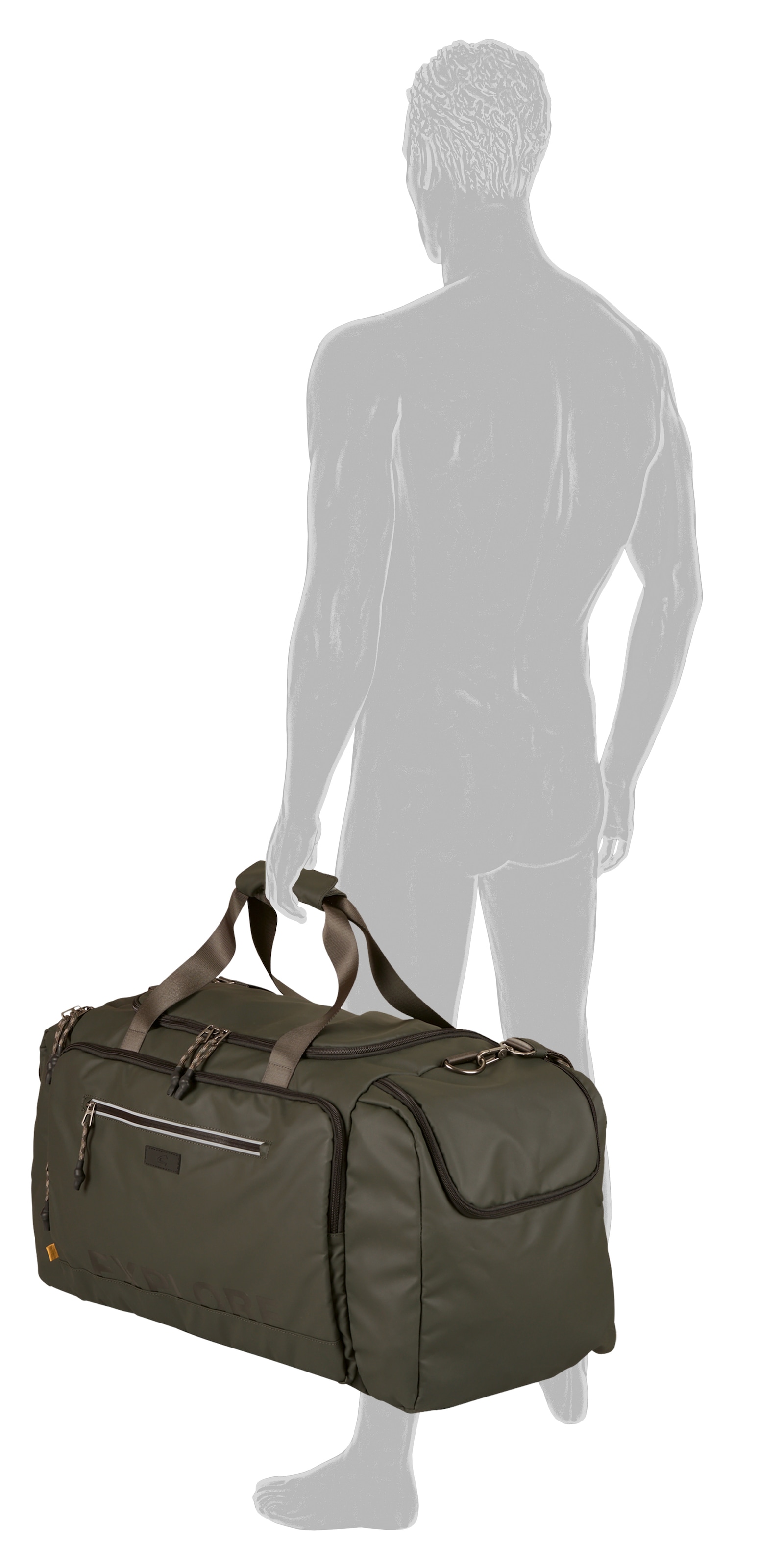 camel active Reisetasche »Explore«, wasserabweisendes recyceltes Nylon und reflektierende Reißverschlüsse