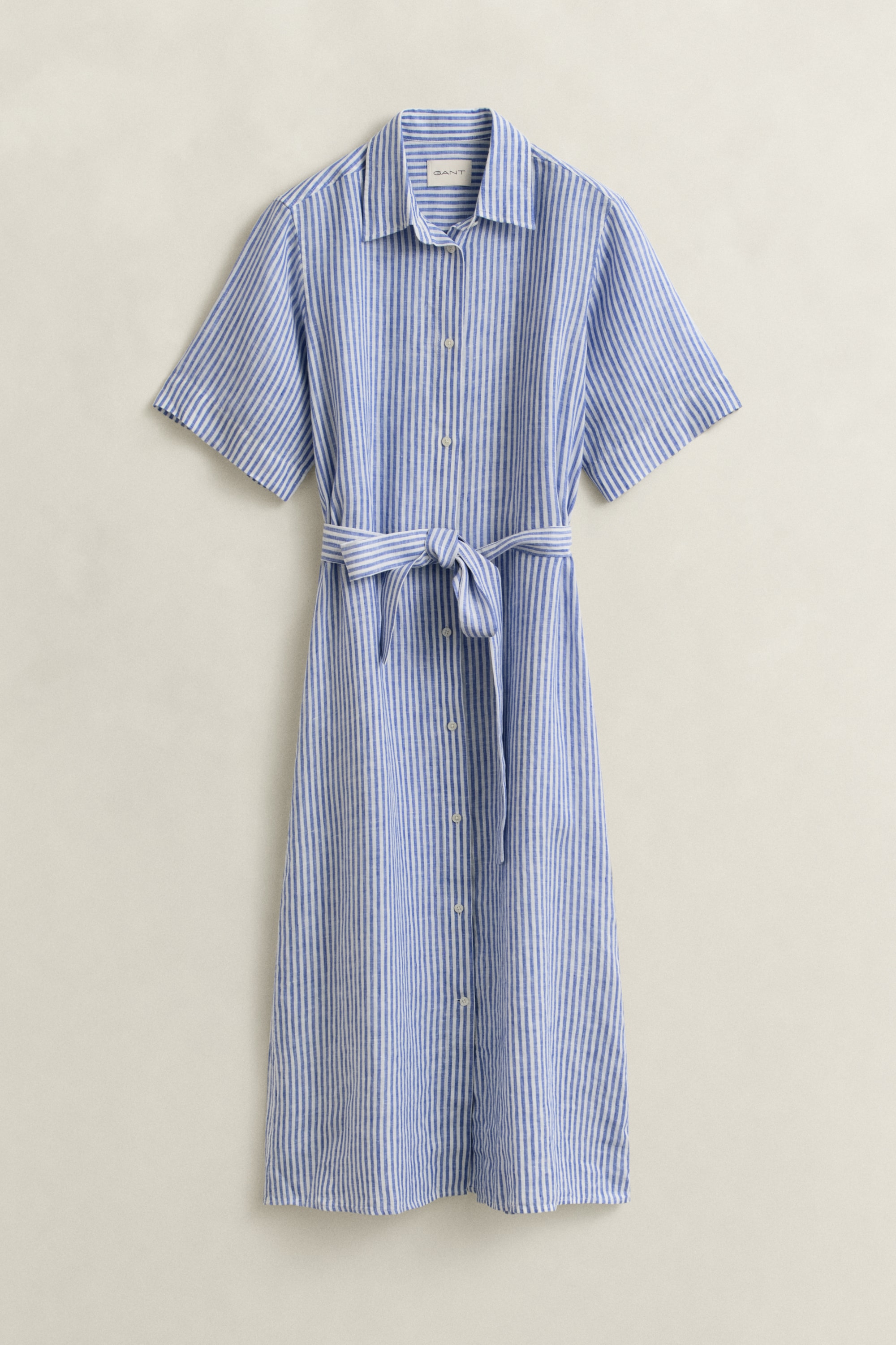 Gant Hemdblusenkleid »STRIPED LINEN« Seitennahttaschen Regular fit mit Bindegürtel