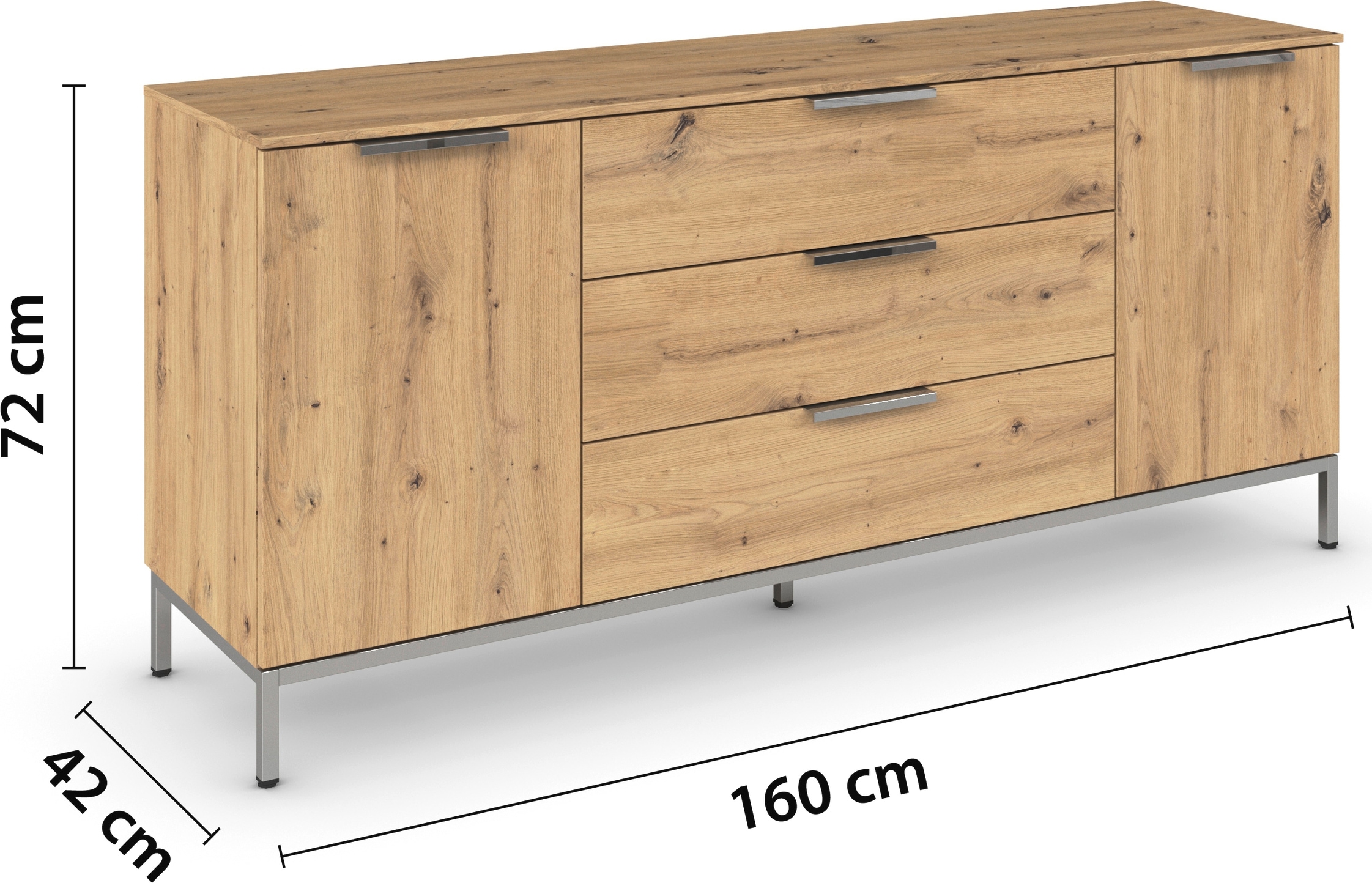 rauch Kombikommode »Kommode Türkommode Sideboard Kombikommode FLIPP«, (Breite 160 cm mit 2 Einlegeböden), 2-türig mit 3 Schubladen und Soft-Close-Funktion
