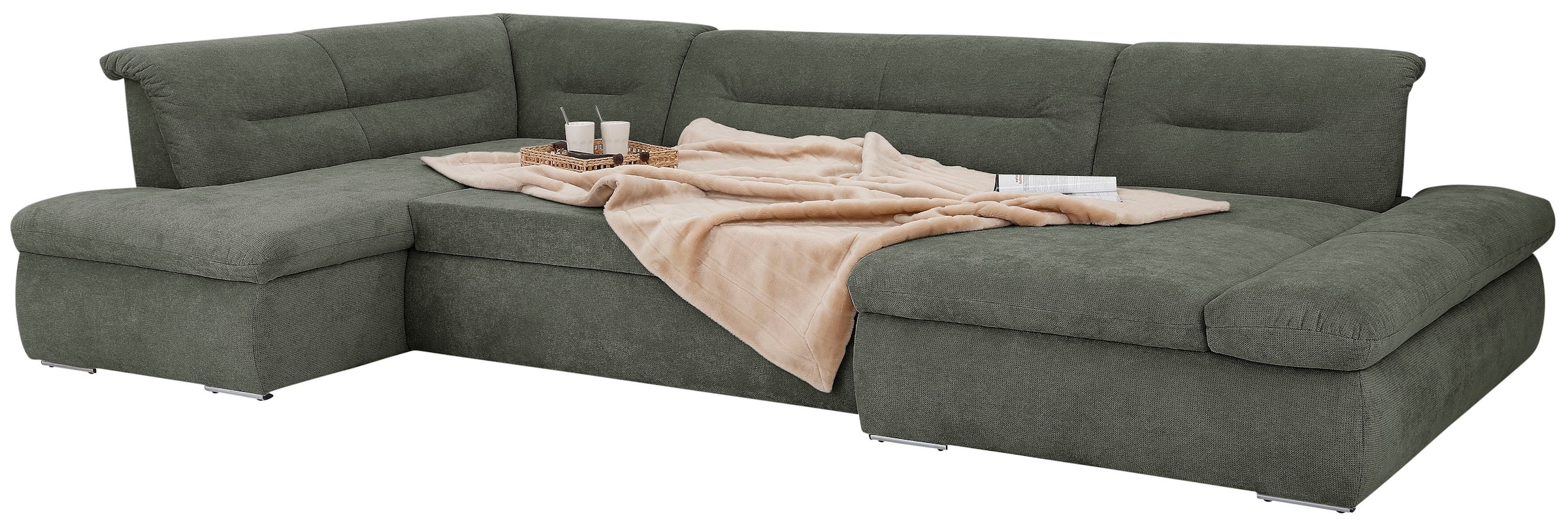 INOSIGN Wohnlandschaft »Avesa U-Form«, Wahlweise mit Armteilverstellung und Bettfunktion, B/T/H: 355/216/80cm