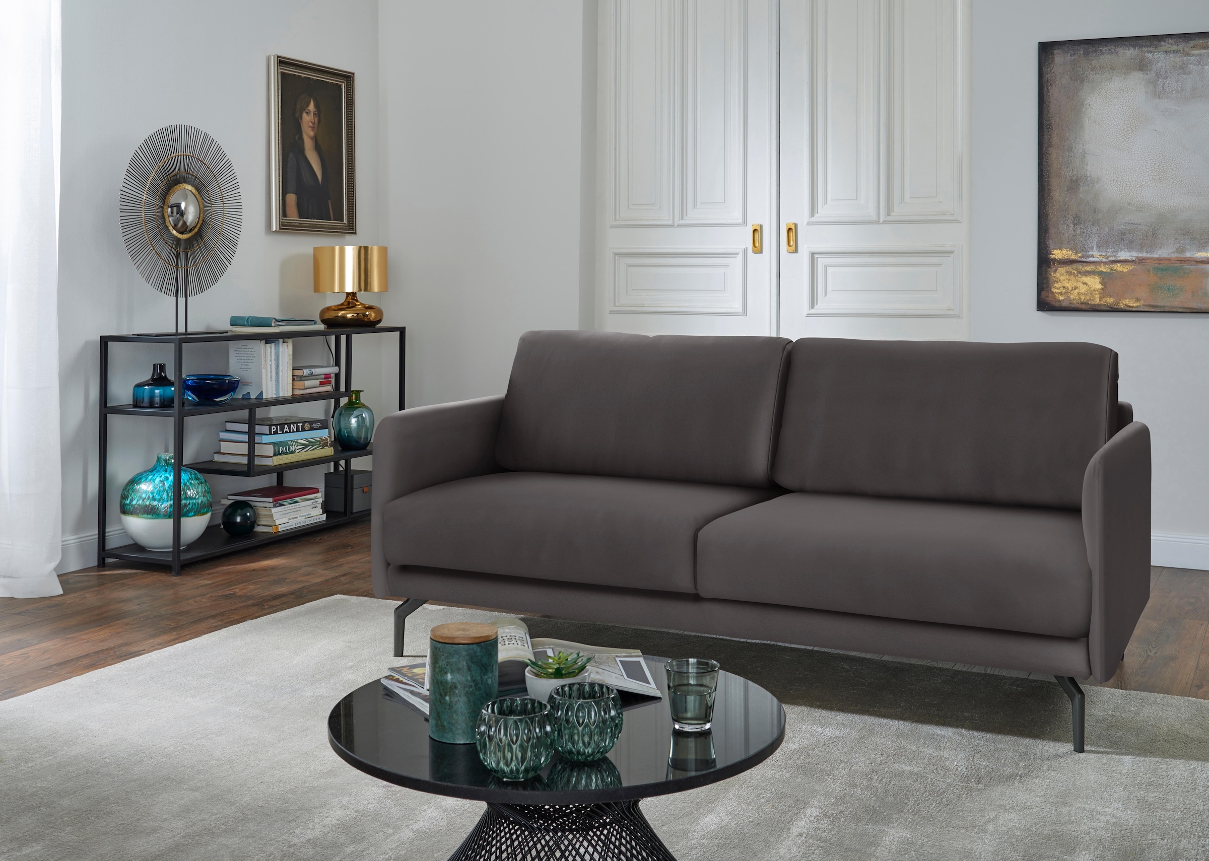 hülsta sofa 3-Sitzer »hs.450«, Armlehne sehr schmal, Breite 190 cm, Alugussfuß Umbragrau