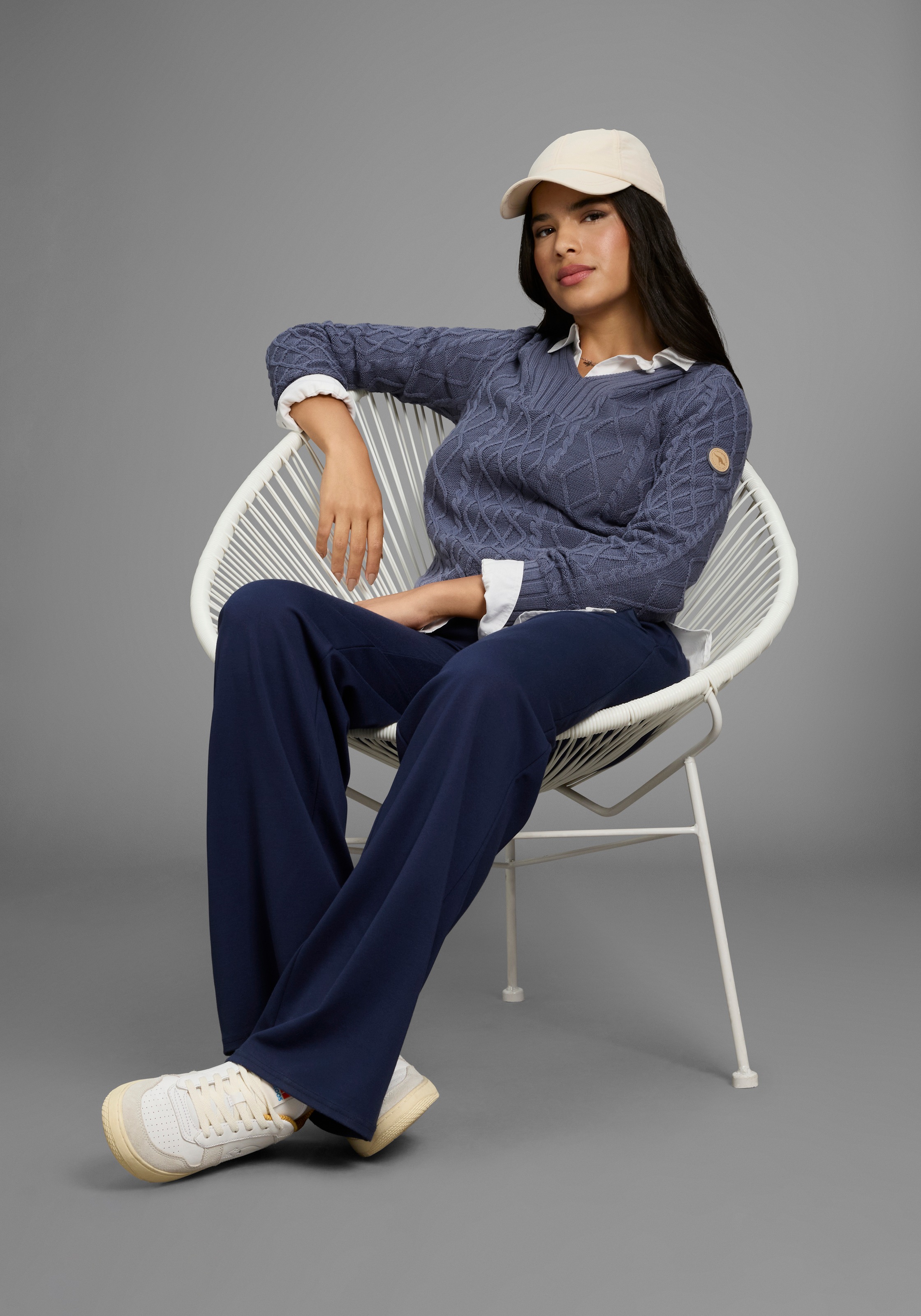 KangaROOS Kapuzenpullover, aus Zopfstrick