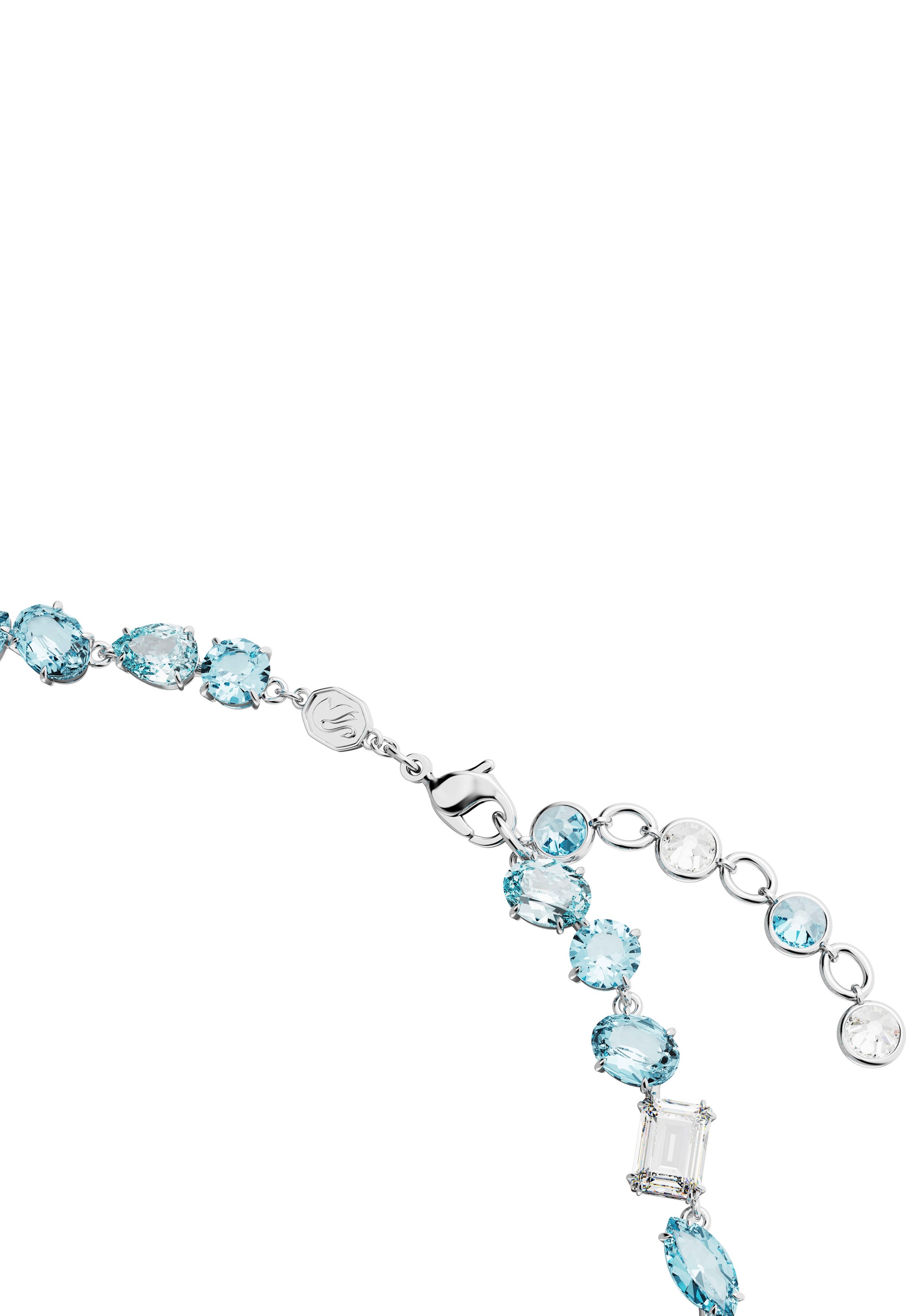 Collier SWAROVSKI "GEMA", bunt (metallfarben, kristallweiß, blau), Halsketten, Damen, Metall, L: 43 B: 26,6mm, Collier, mit Swarovski Kristall, B:26,6mm 3