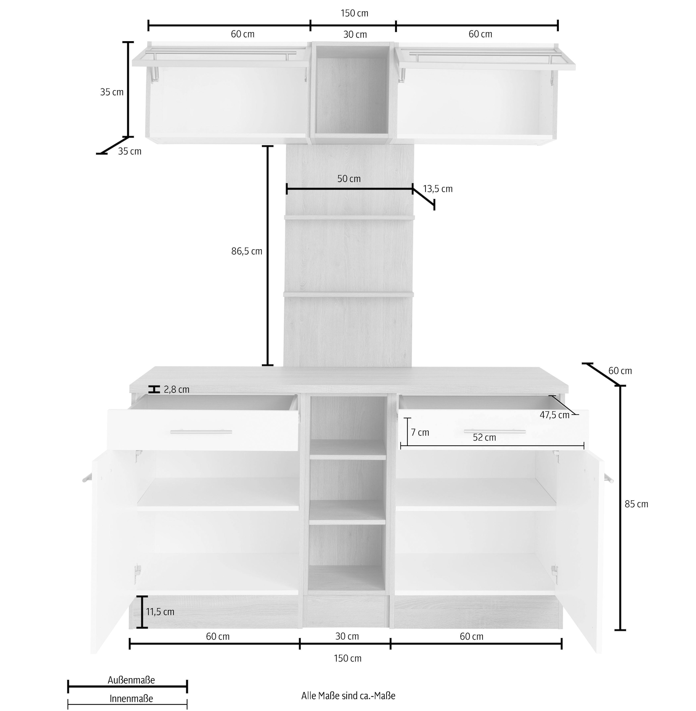 Küchenbuffet OPTIFIT | BAUR Breite »Kalmar«, kaufen cm 150