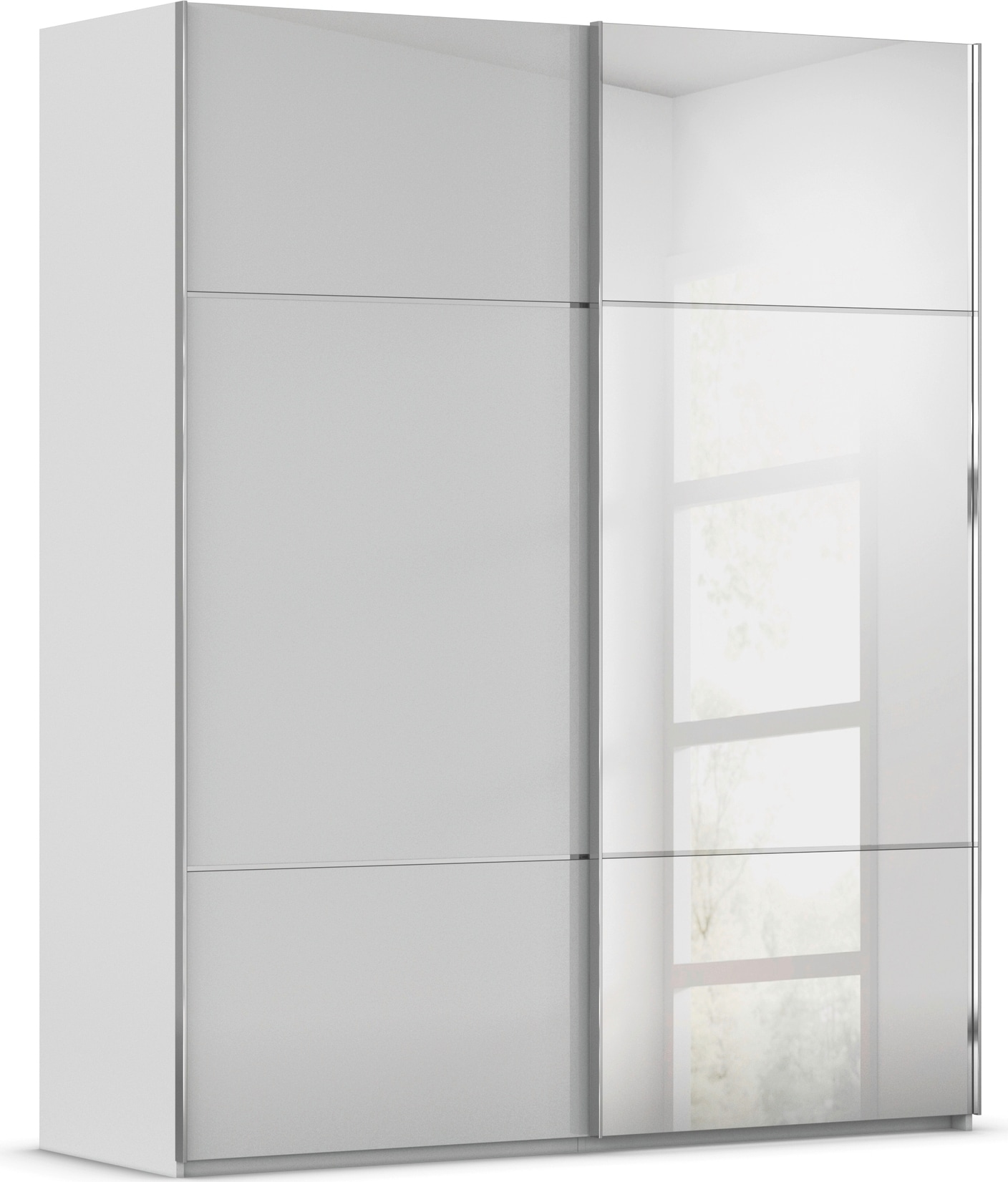 rauch Schwebetürenschrank "Kleiderschrank Schrank Garderobe Schlafzimmerschrank SCALE-TRIO" edle dreigeteilte Front mit 2 Zierleisten Spiegel/Glas MADE IN GERMANY