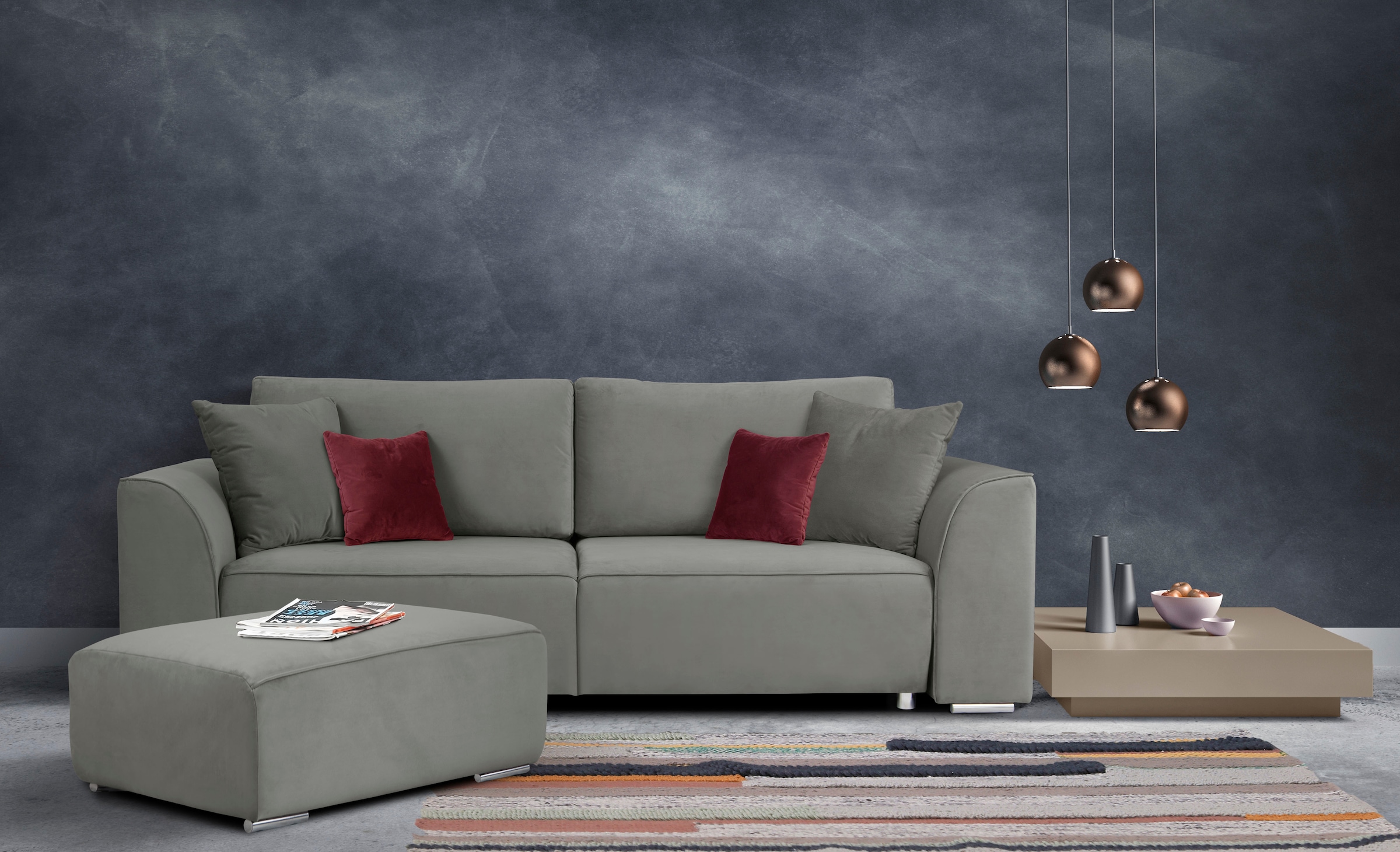 INOSIGN 3-Sitzer Beatrice Schlafsofa, wahlweise auch mit Bettfunktion und Bettkasten, incl. 2 Zierkissen