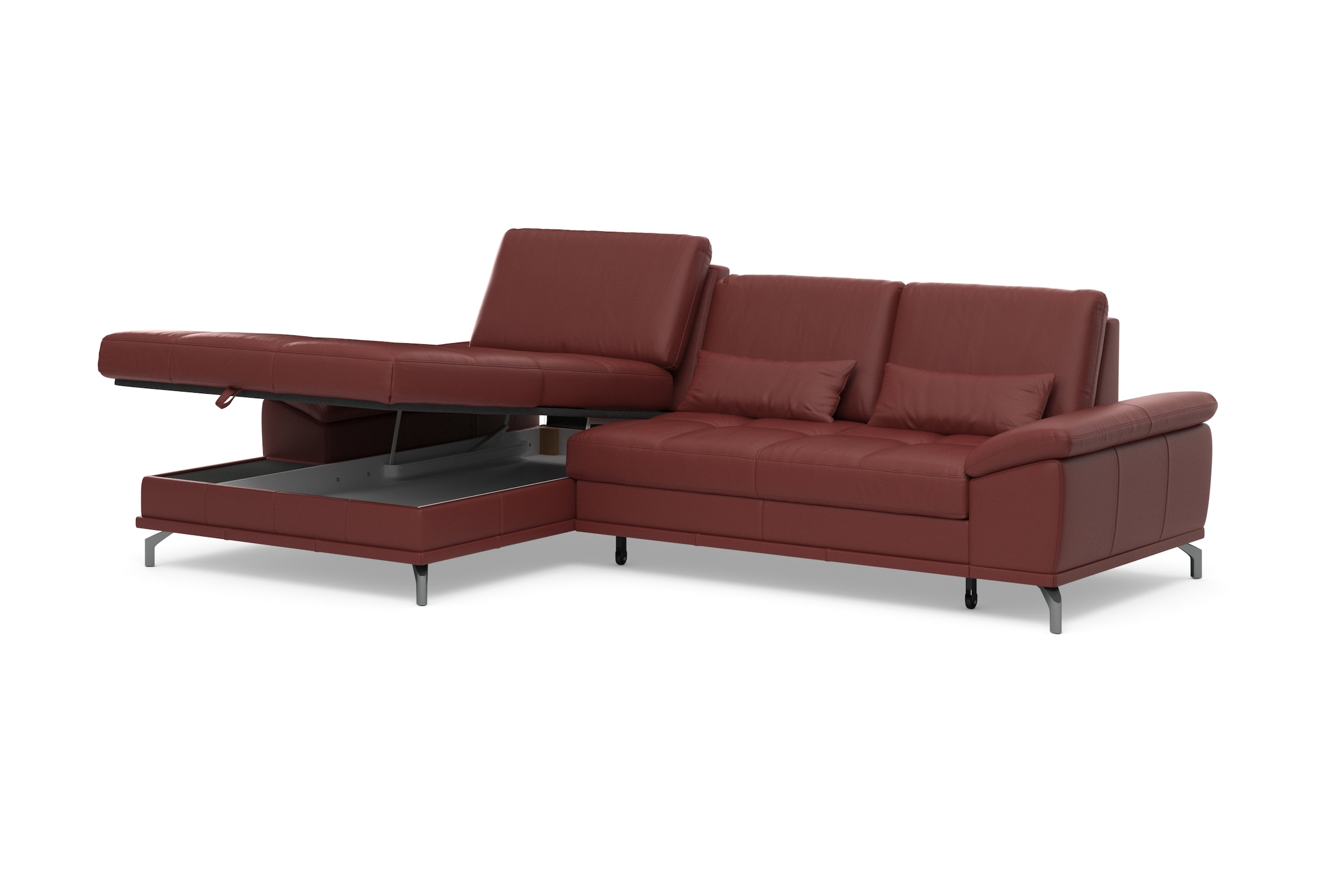 Places of Style Ecksofa Costello, mit Sitztiefenverstellung und Armlehnfunktion, incl. 3 Nierenkissen