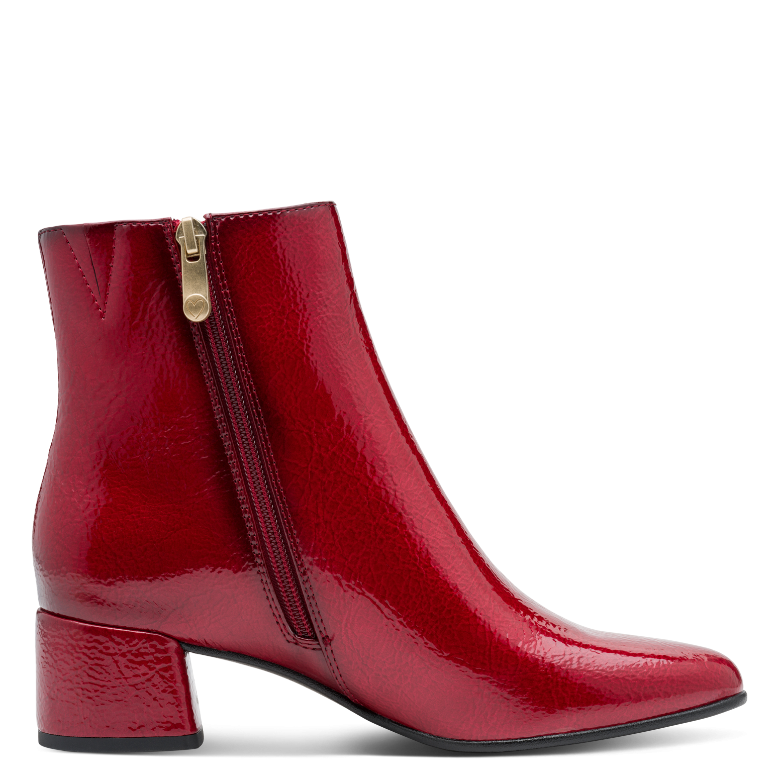 MARCO TOZZI Stiefelette, Blockabsatz, Abendschuh, Businessschuh mit goldfarbener Zierkette