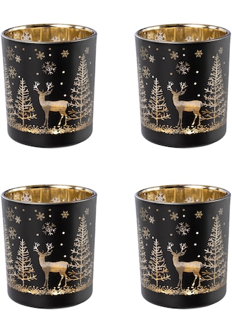 Creativ deco Teelichthalter »Weihnachtsdeko«, (4 St.), mit goldfarbener Innenseite kaufen