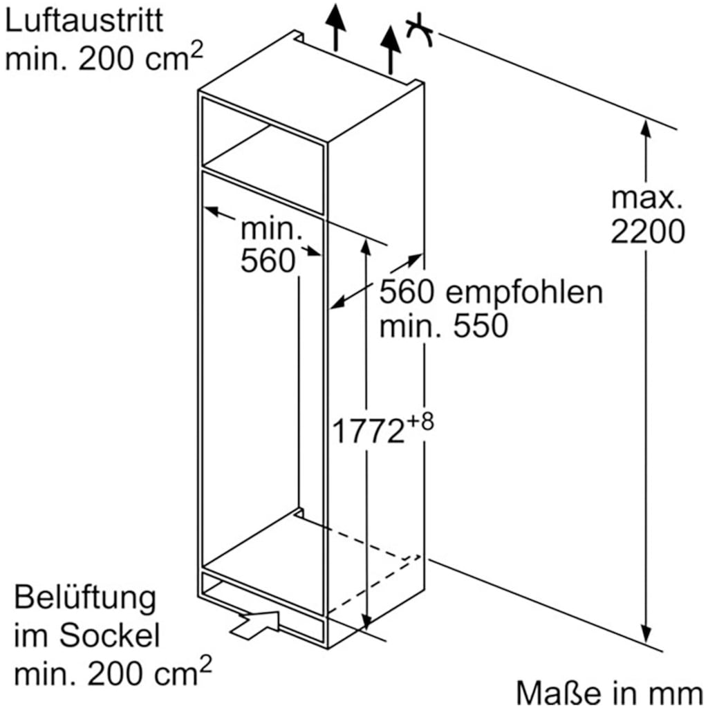 BOSCH Einbaukühlschrank »KIR81VFE0«, KIR81VFE0, 177,2 cm hoch, 54,1 cm breit