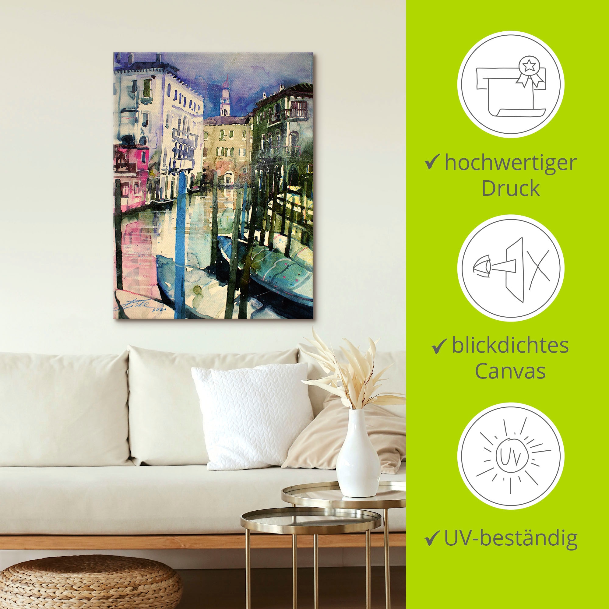 Artland Wandbild »Venedig, Fondamenta Malcanton«, Venedig, (1 St.), als Alubild, Outdoorbild, Leinwandbild in verschied. Größen