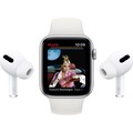 Apple Watch »Series 6 GPS + Cellular, Edelstahlgehäuse mit Milanaise Armband 44mm«, (Watch OS inkl. Ladestation (magnetisches Ladekabel)