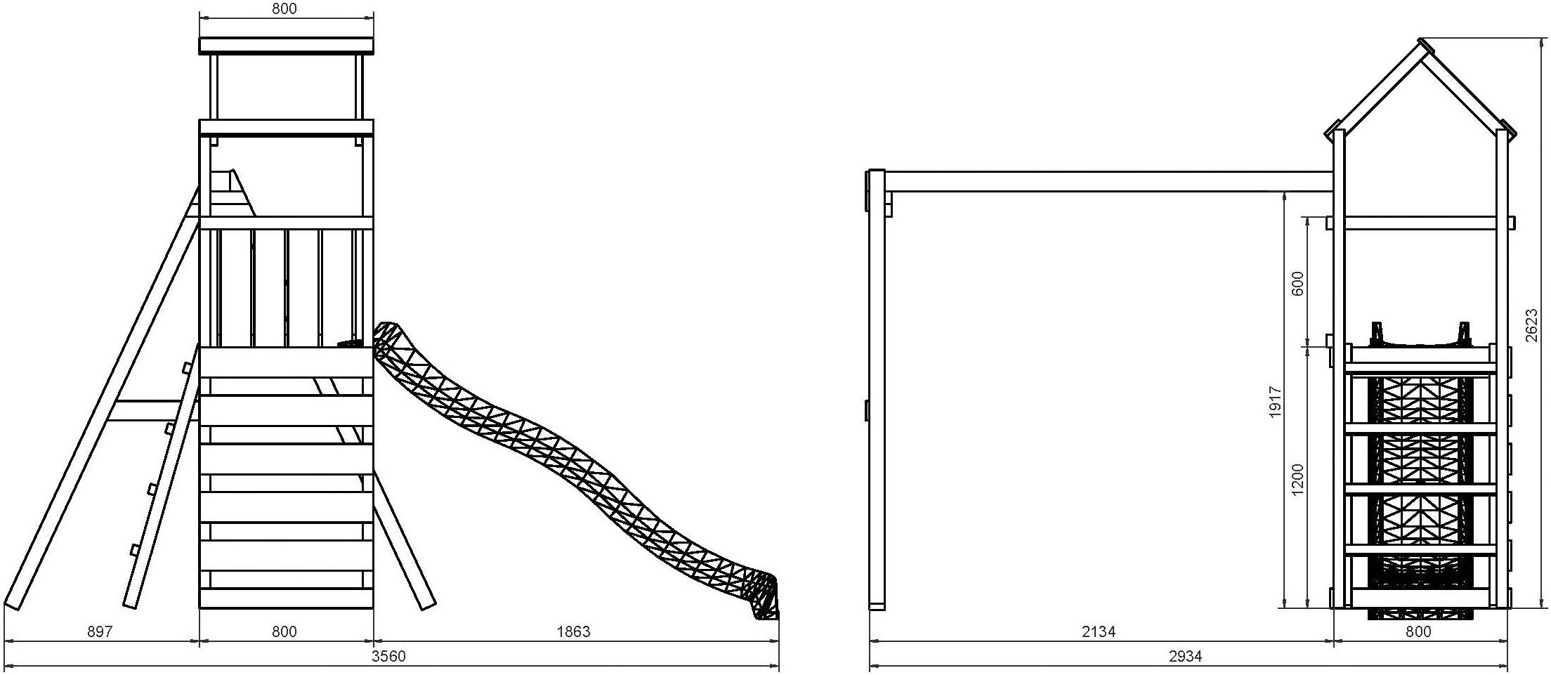 FUNGOO Spielturm »MaxPlay 2.1« mit Rutsche, Doppelschaukel und Kletterwand