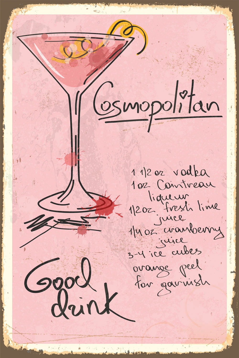 queence Metallbild "Cosmopolitan", Schriftzüge-Schriftzug-Getränke, (1 St.) günstig online kaufen