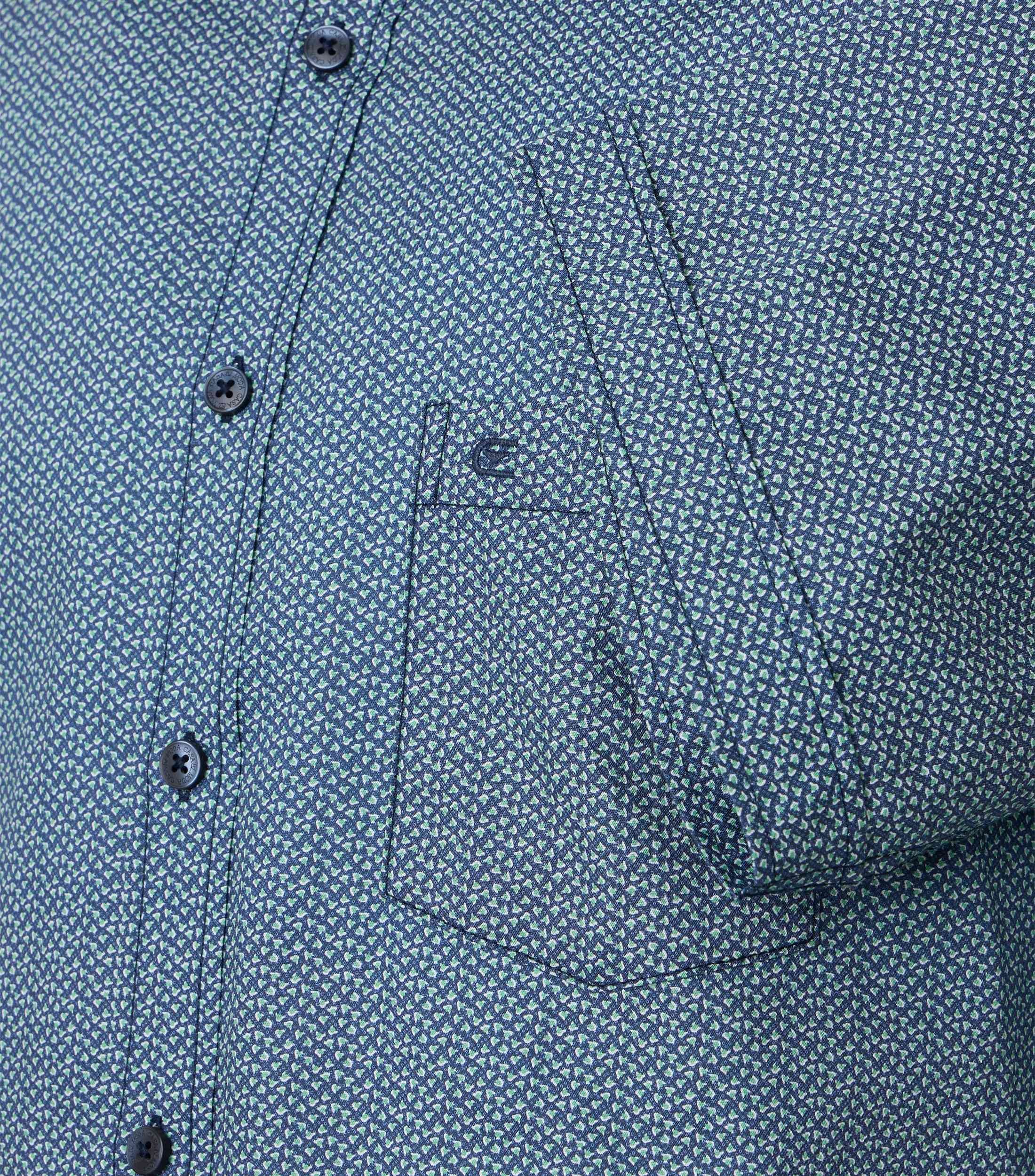 Kurzarmhemd CASAMODA "CASAMODA Freizeithemd Kurzarm Print", Herren, Gr. L, Normalgrößen, blau (dunkles türkis), 100% Baumwolle, bedruckt, lässig geschnitten, Hemden 3