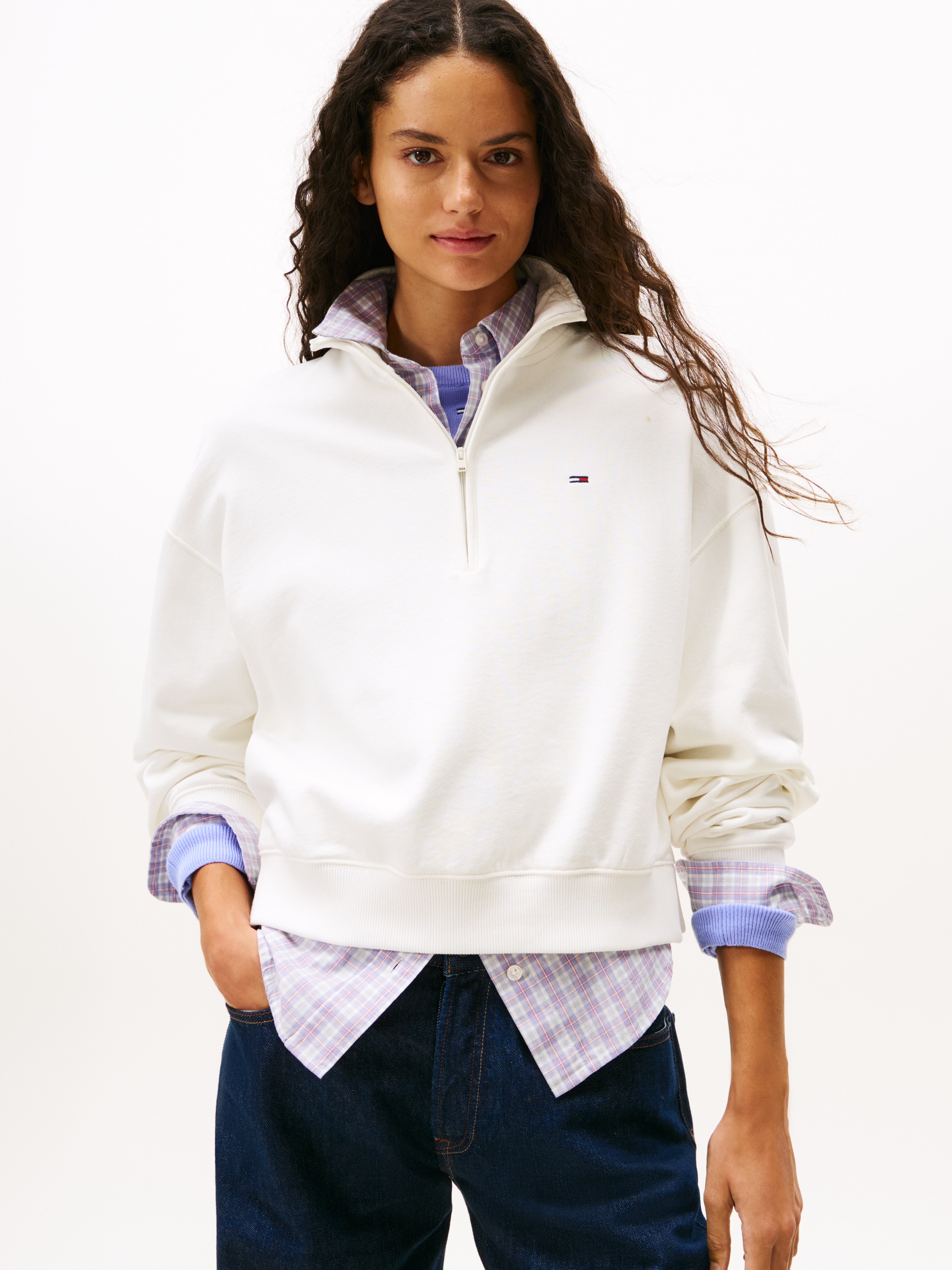 Tommy Jeans Sweatshirt "TJW BXY S-FLAG 1/4 ZIP" günstig online kaufen