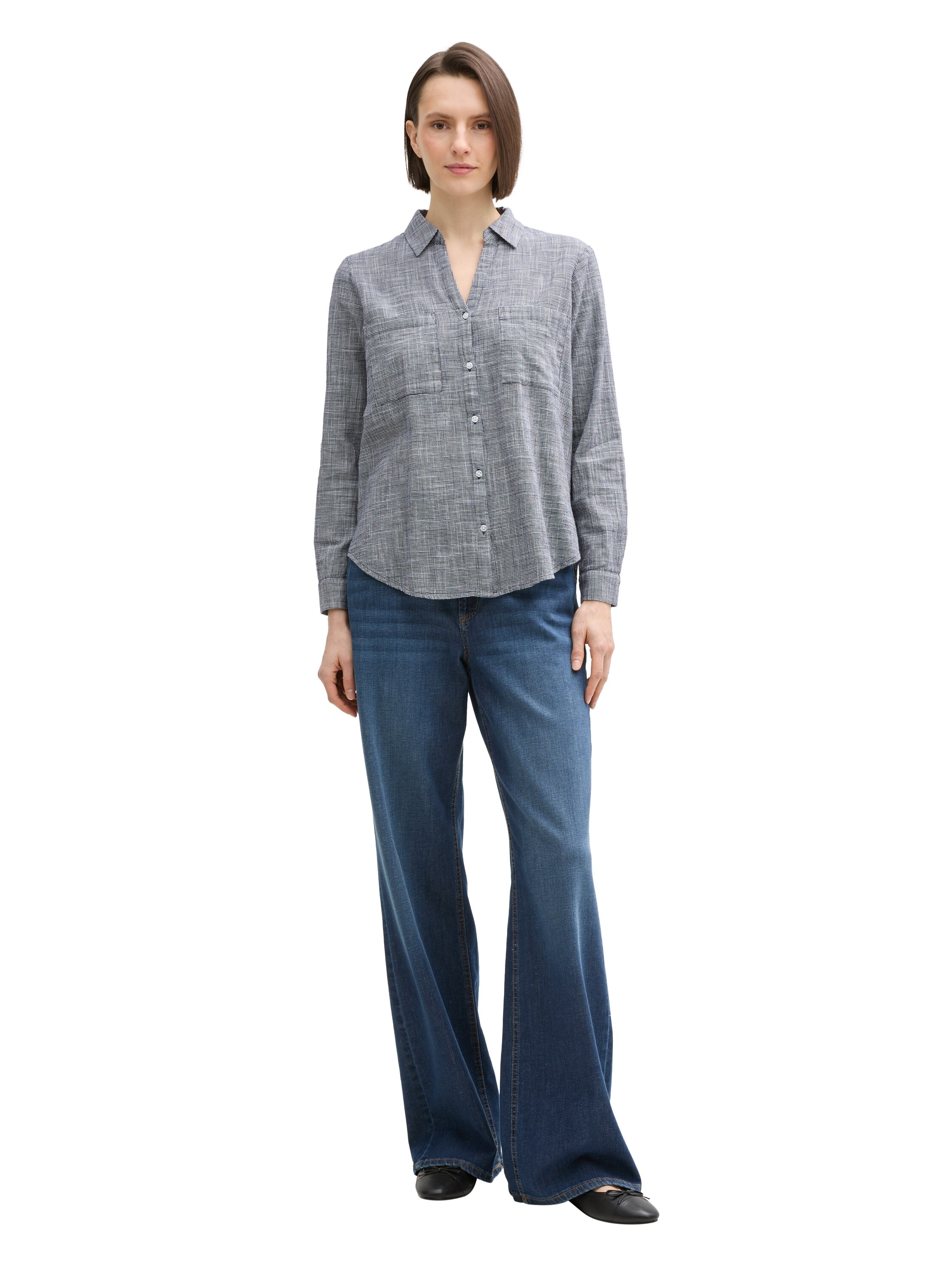 Tom Tailor Chemisier à Manches Longues With Slub Structure 1035247 Midnight Navy Blue 36 Femme 5