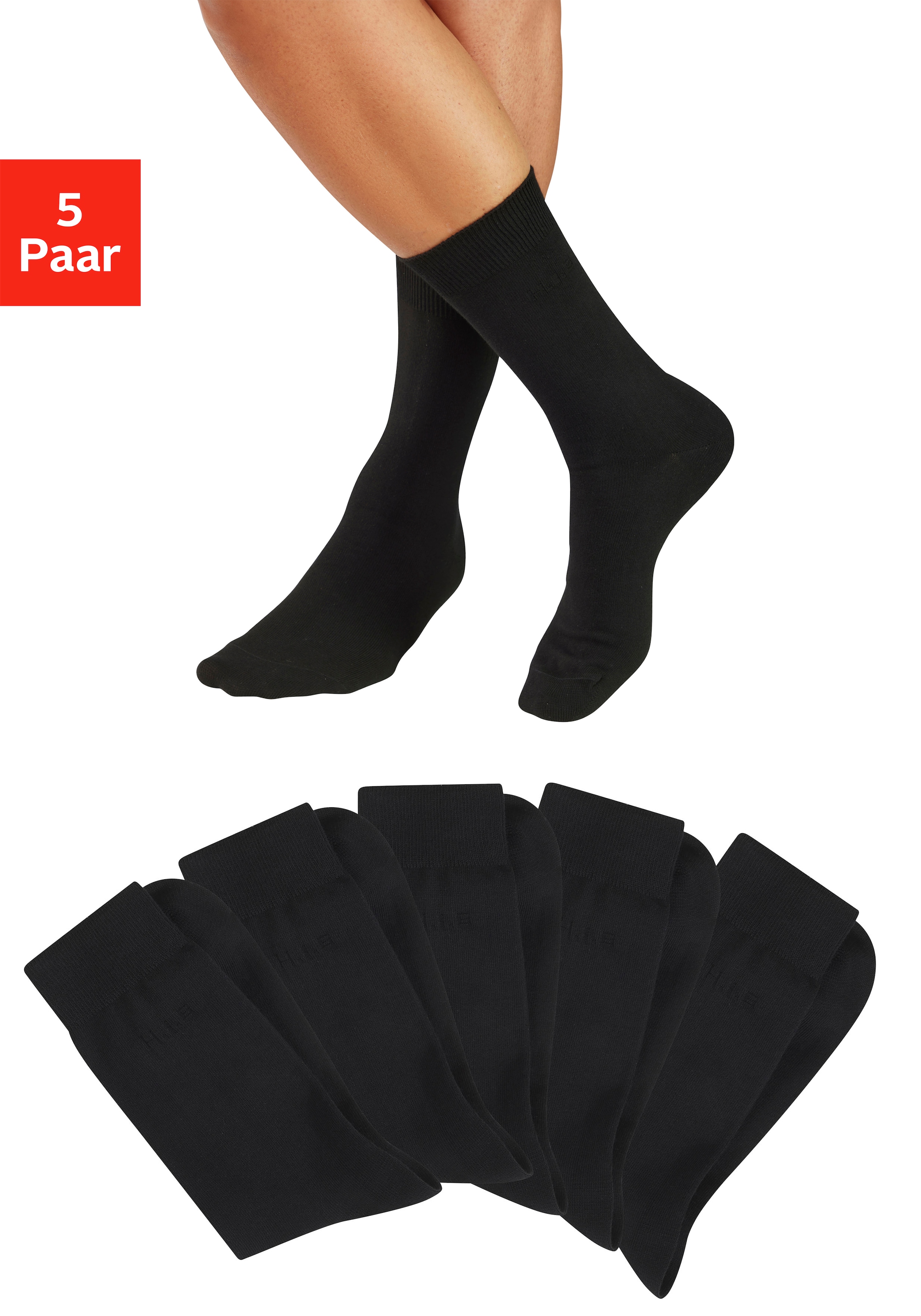 H.I.S Businesssocken "Herrensocken, Männersocken, uni Anzugsocken," Packung, 5 Paar tlg. mit klassischem Rippbündchen, ohne drückende Naht