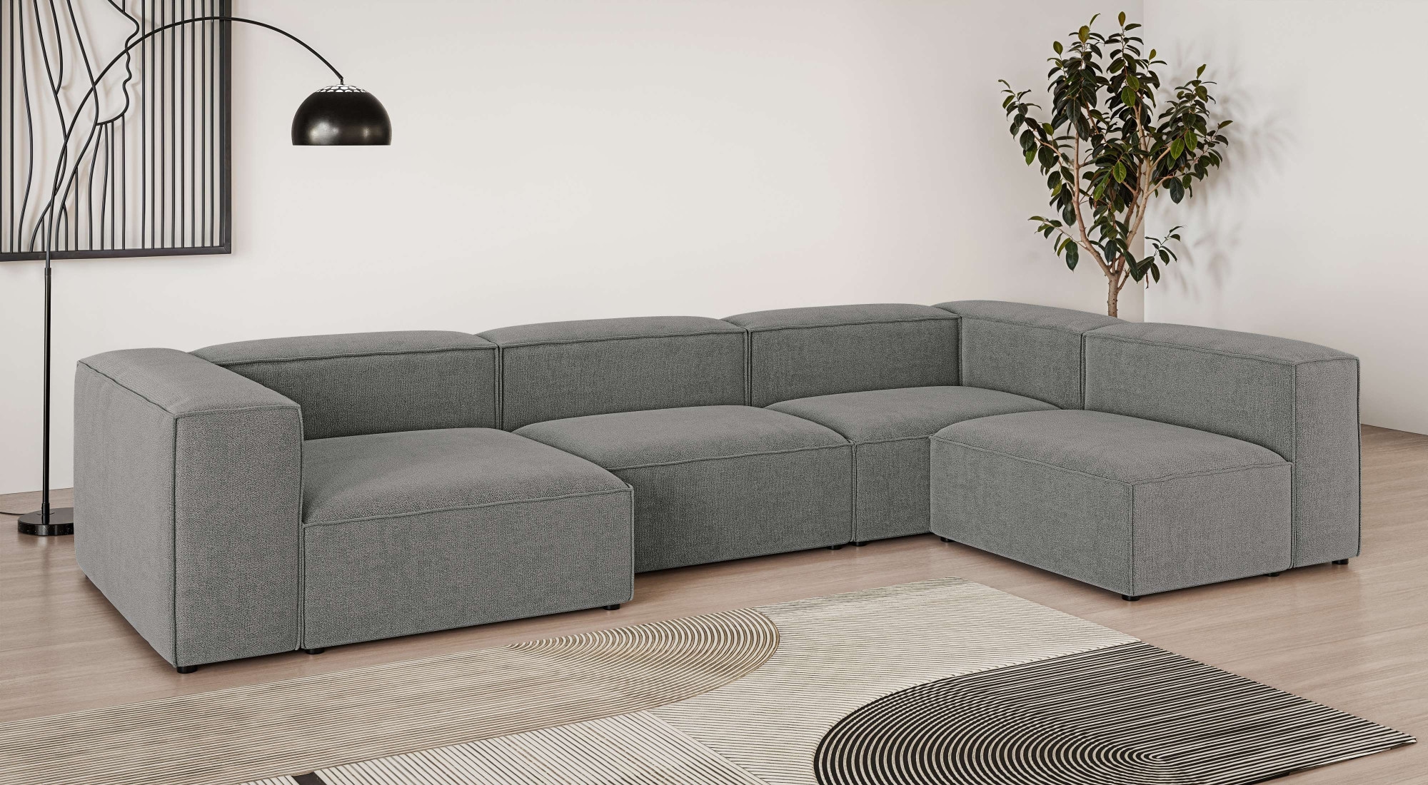 OTTO home Wohnlandschaft "HAILY U-Form mit Ottomane links/rechts, Maße B/T/H: 360/200/72 cm" als Modul oder separat verwendbar, für individuelle Zusammenstellung
