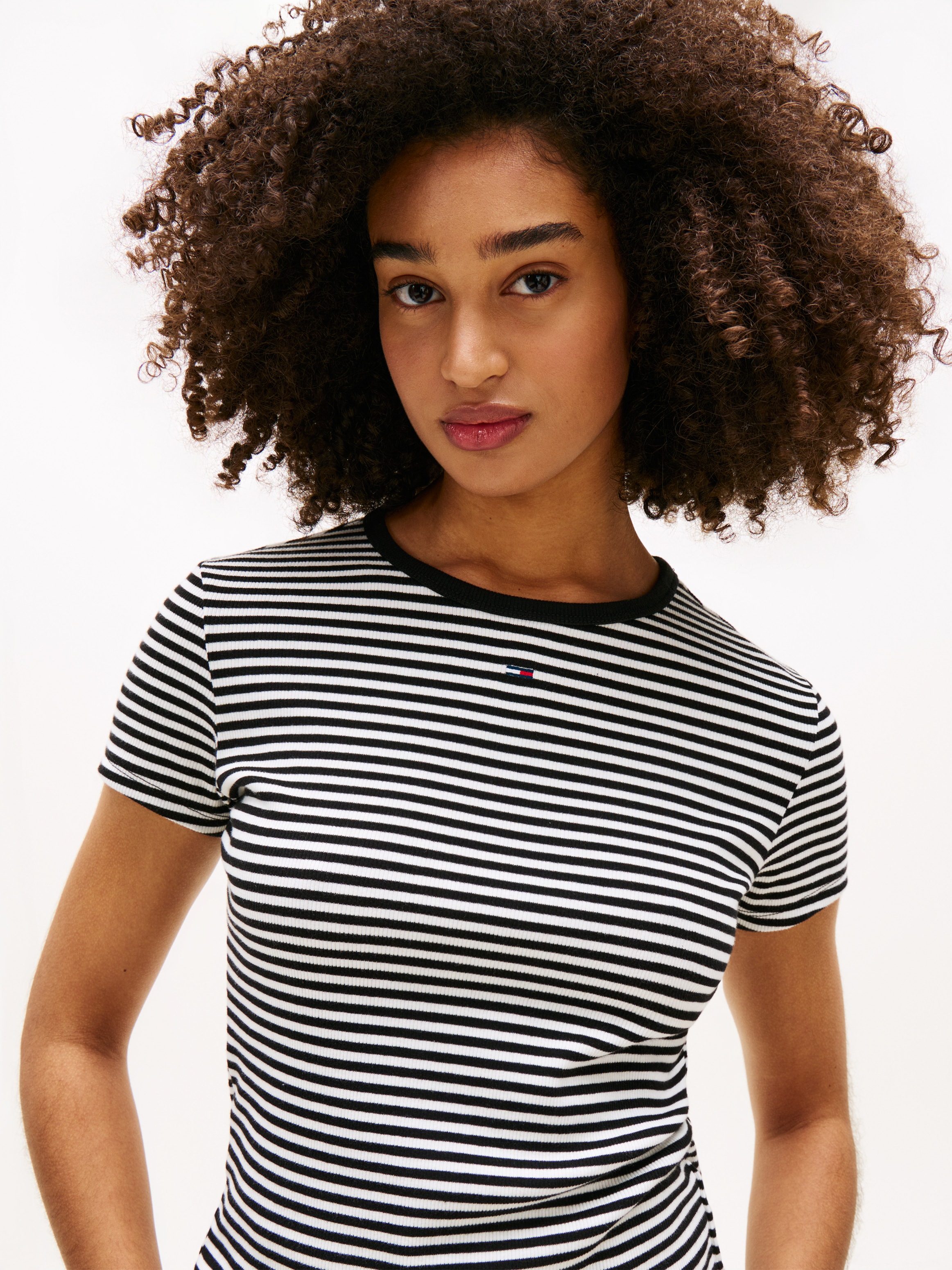 Tommy Jeans Kurzarmshirt "TJW ESSENTIAL RIB SHORT SLEEVE EXT" Baumwollmisch günstig online kaufen