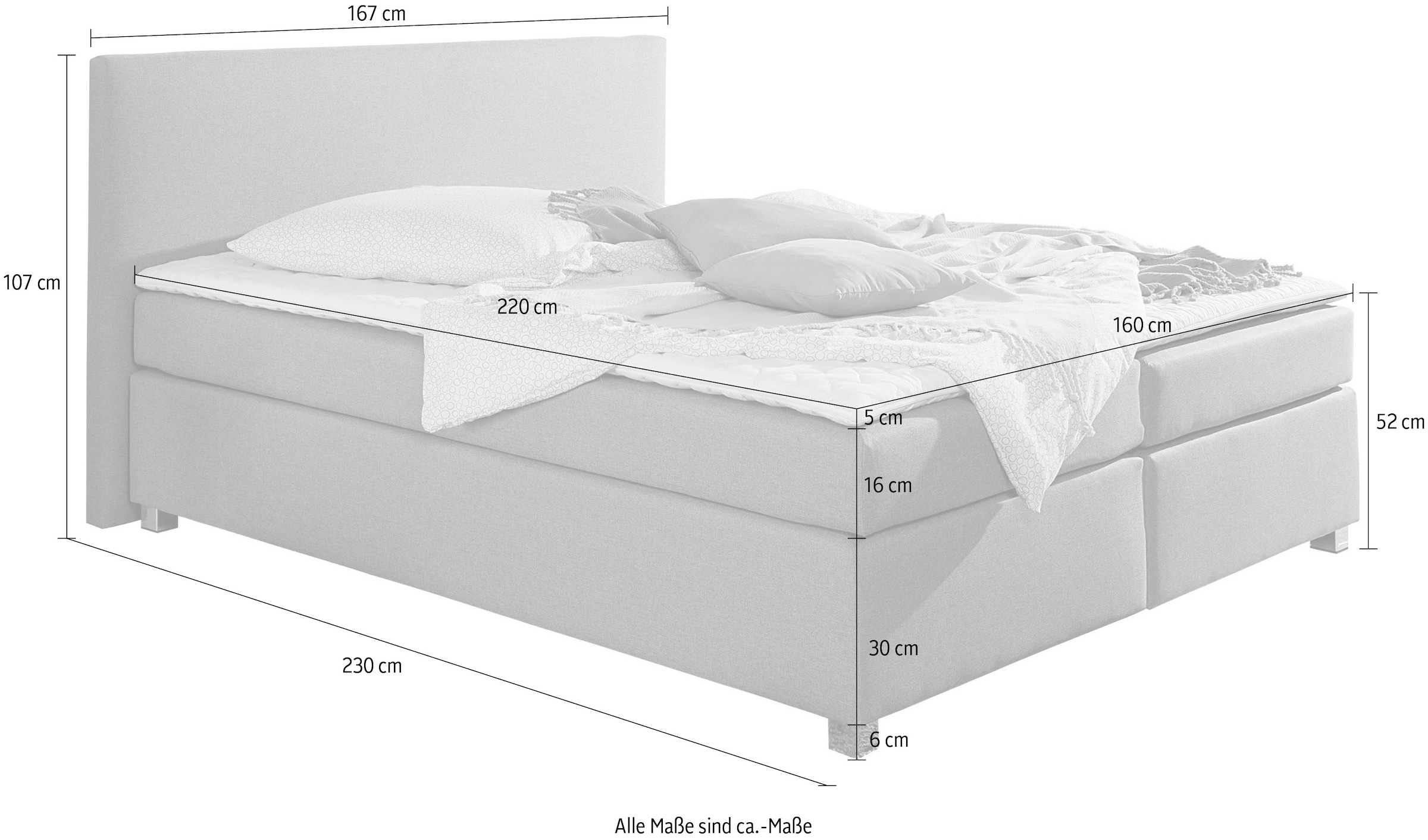 INOSIGN Boxspringbett »Eliana«, inkl. Topper, in 4 Breiten, 3 Matratzenarten und 2 Härtegraden
