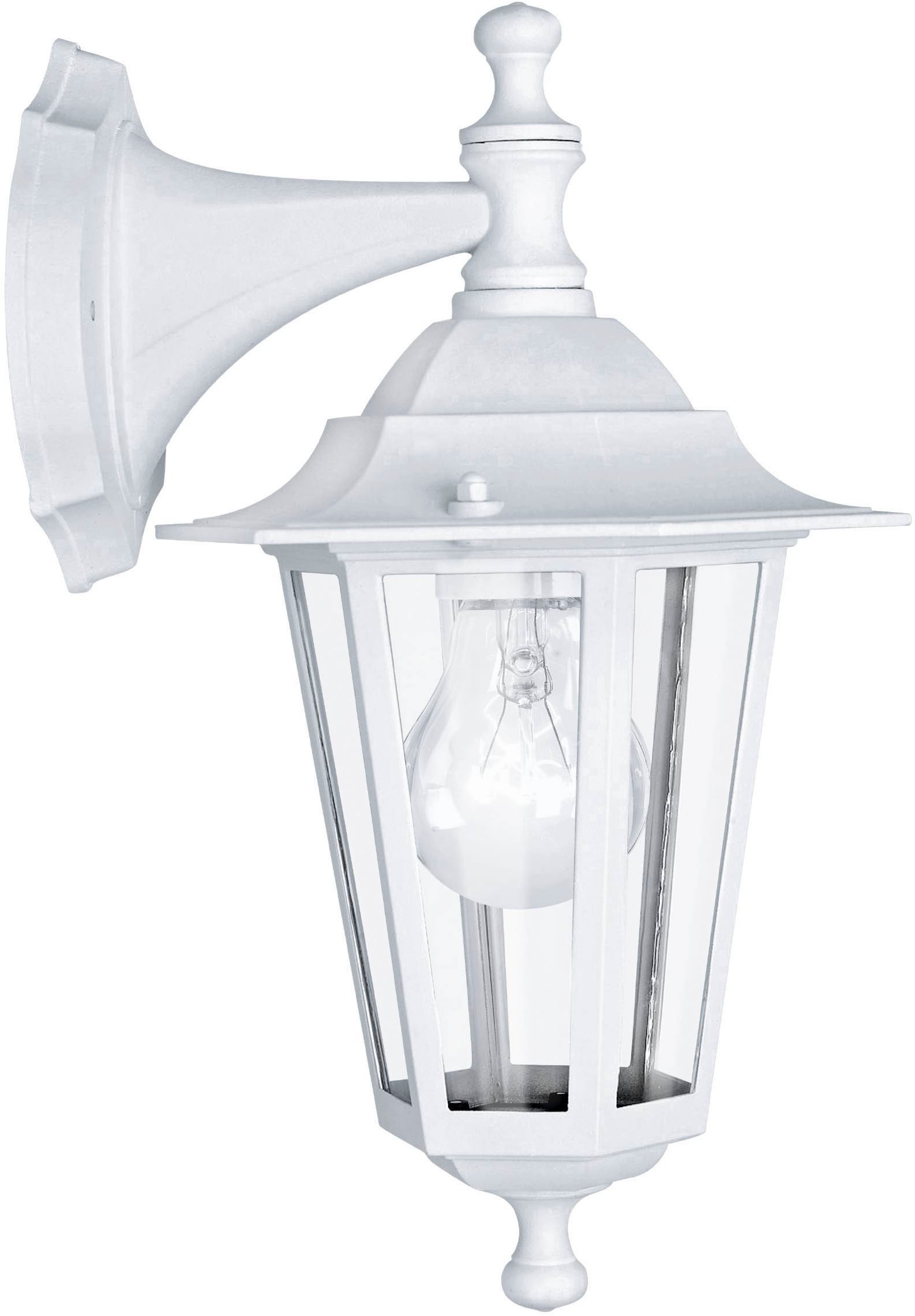 EGLO LED Wandleuchte »LATERNA 5 L16,5 x H35 x AL21 cm, spritzwassergeschützte Lampe«, 1 flammig, Leuchtmittel E27 | ohne Leuchtmittel, Außen-Wandlampe, Wandleuchte, Weiß, E27, IP44, L16,5 x H35 x AL21 cm