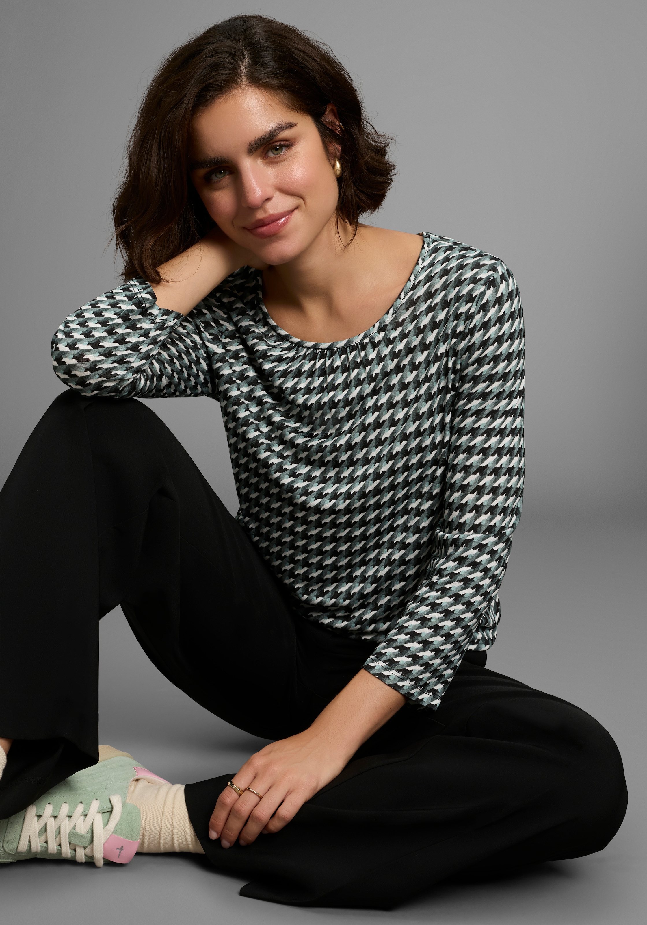 Laura Scott 3/4-Arm-Shirt mit grafischem Allover-Print günstig online kaufen