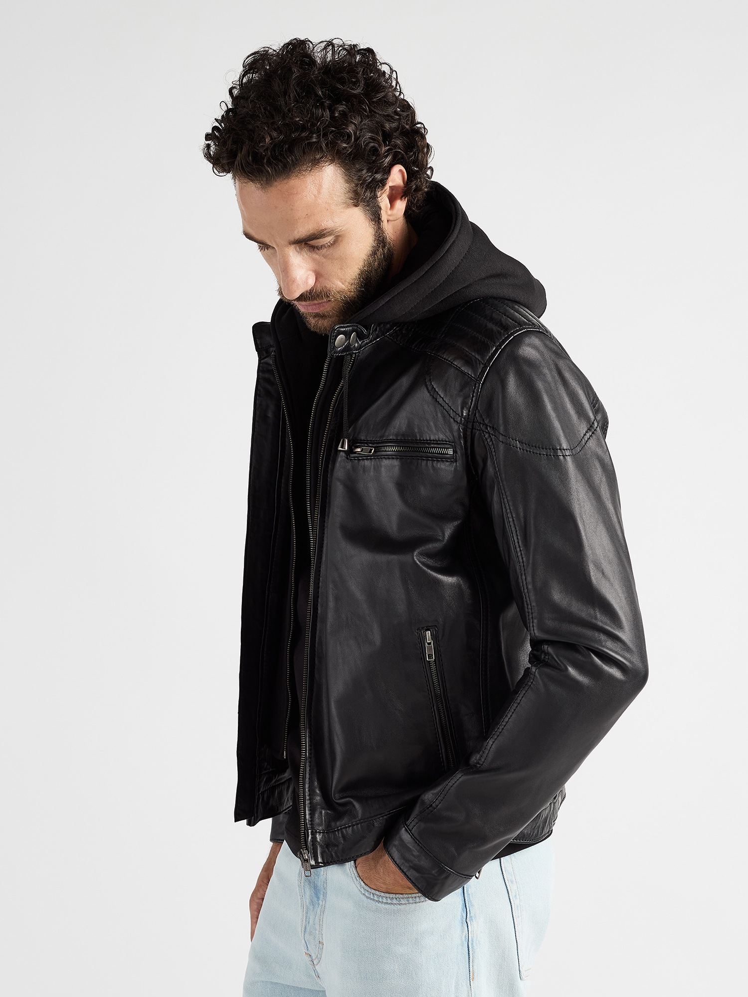 JCC 993 Men's Biker Jacket Black Size 54 2