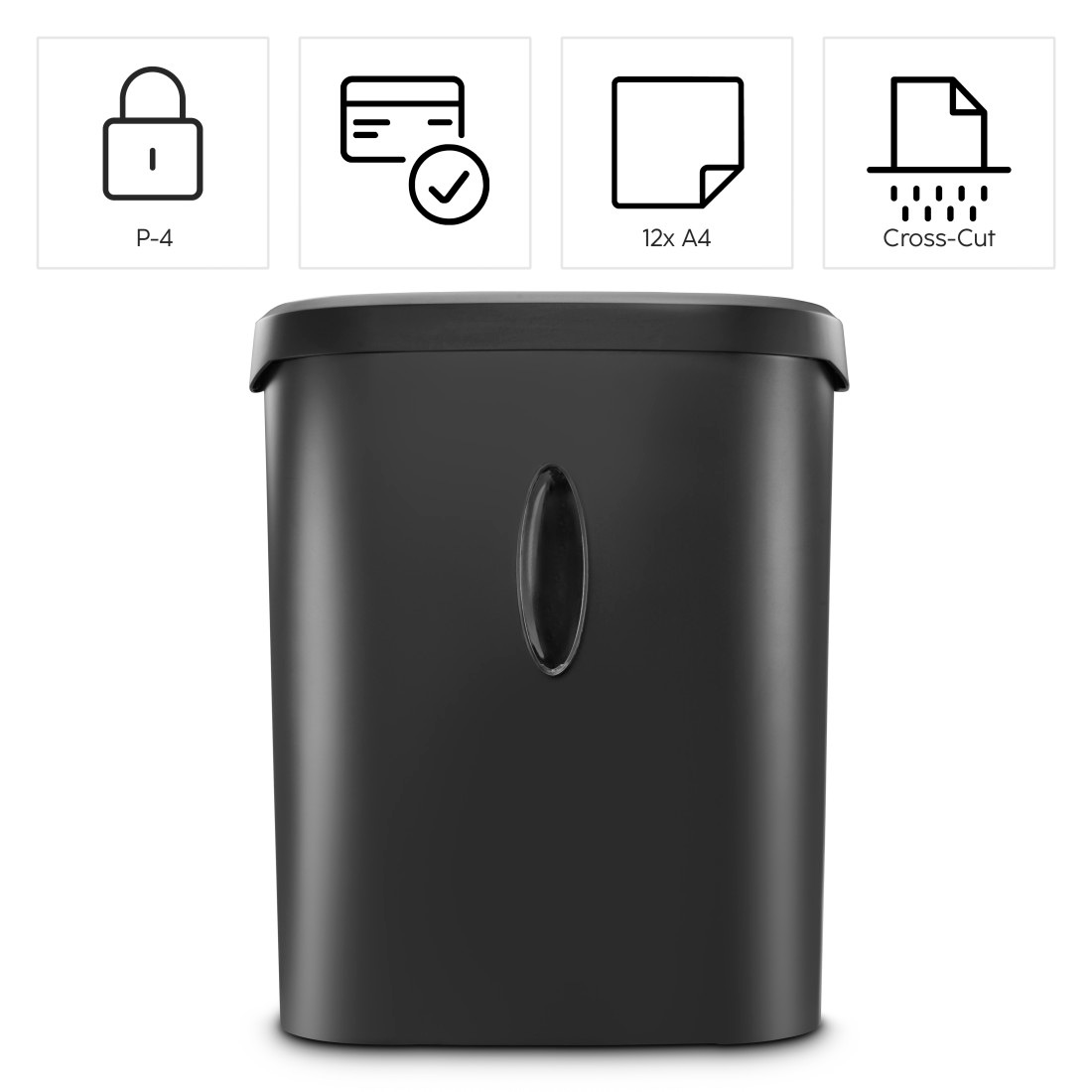 Hama Aktenvernichter »Aktenvernichter Partikelschnitt (Papier + Plastik, Korb, 12 Blatt, P4)« Mit Papierkorb, 4 x 40 mm Schnitzel, Automatik, Rücklauf