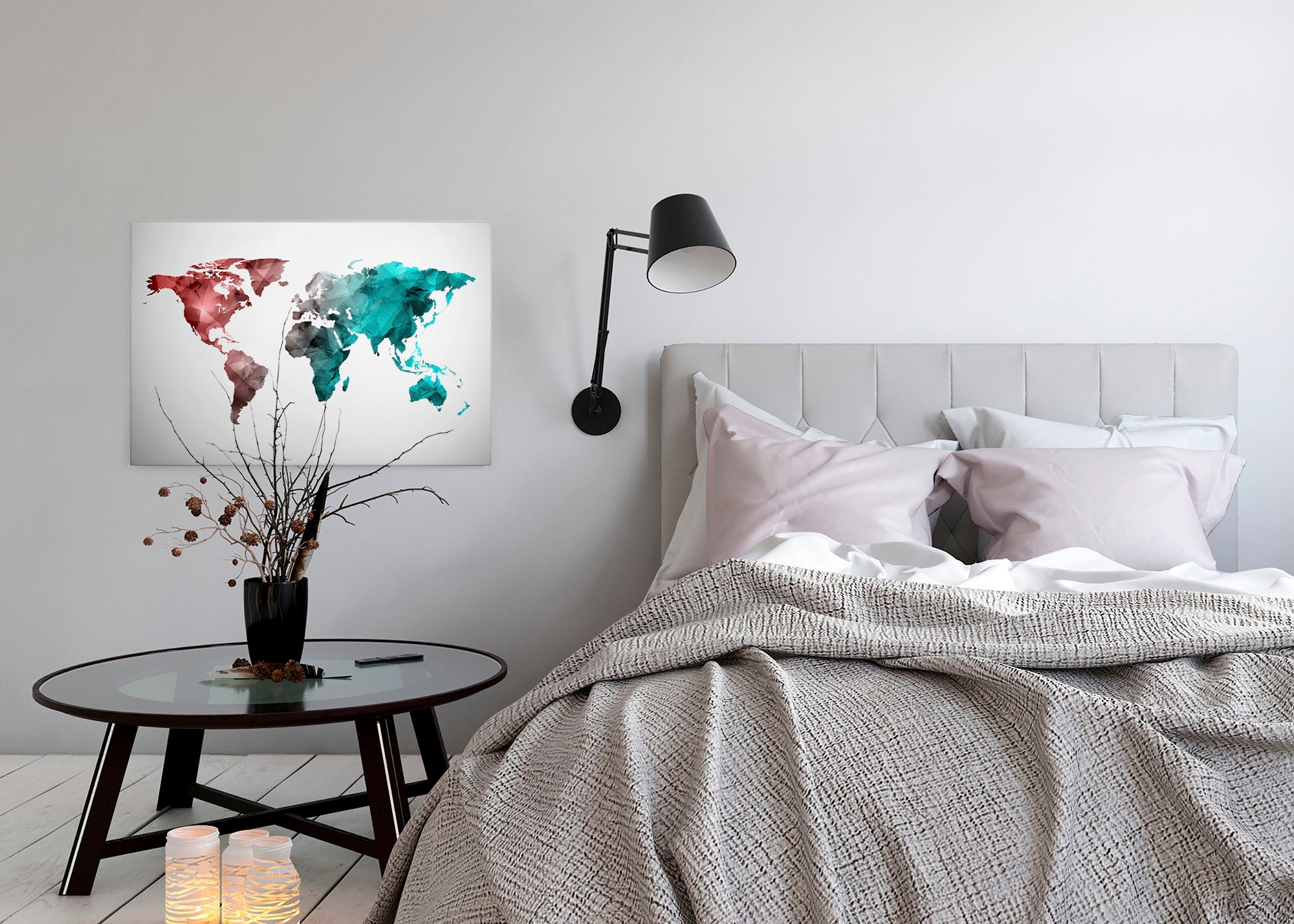A.S. Création Leinwandbild »World Graphic«, Kunst-Weltkarte-Kinder, (1 St.), Atlas Weltkarte Bunt Aquarell Keilrahmen Leinwand-Bild Wohnzimmer Wand