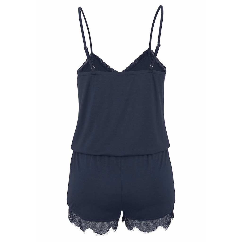 LASCANA Playsuit mit Spitzensaum