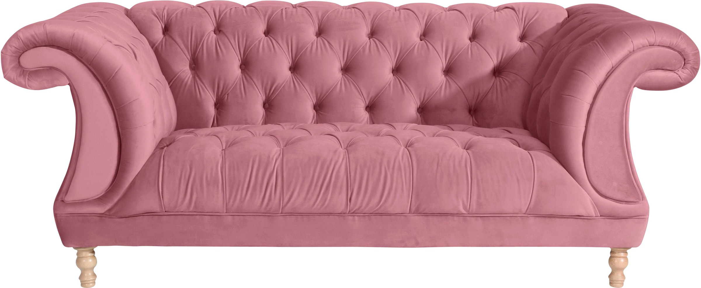 Max Winzer Chesterfield-Sofa "Isabelle", mit Knopfheftung & gedrechselten Füßen in Buche natur, Breite 200 cm